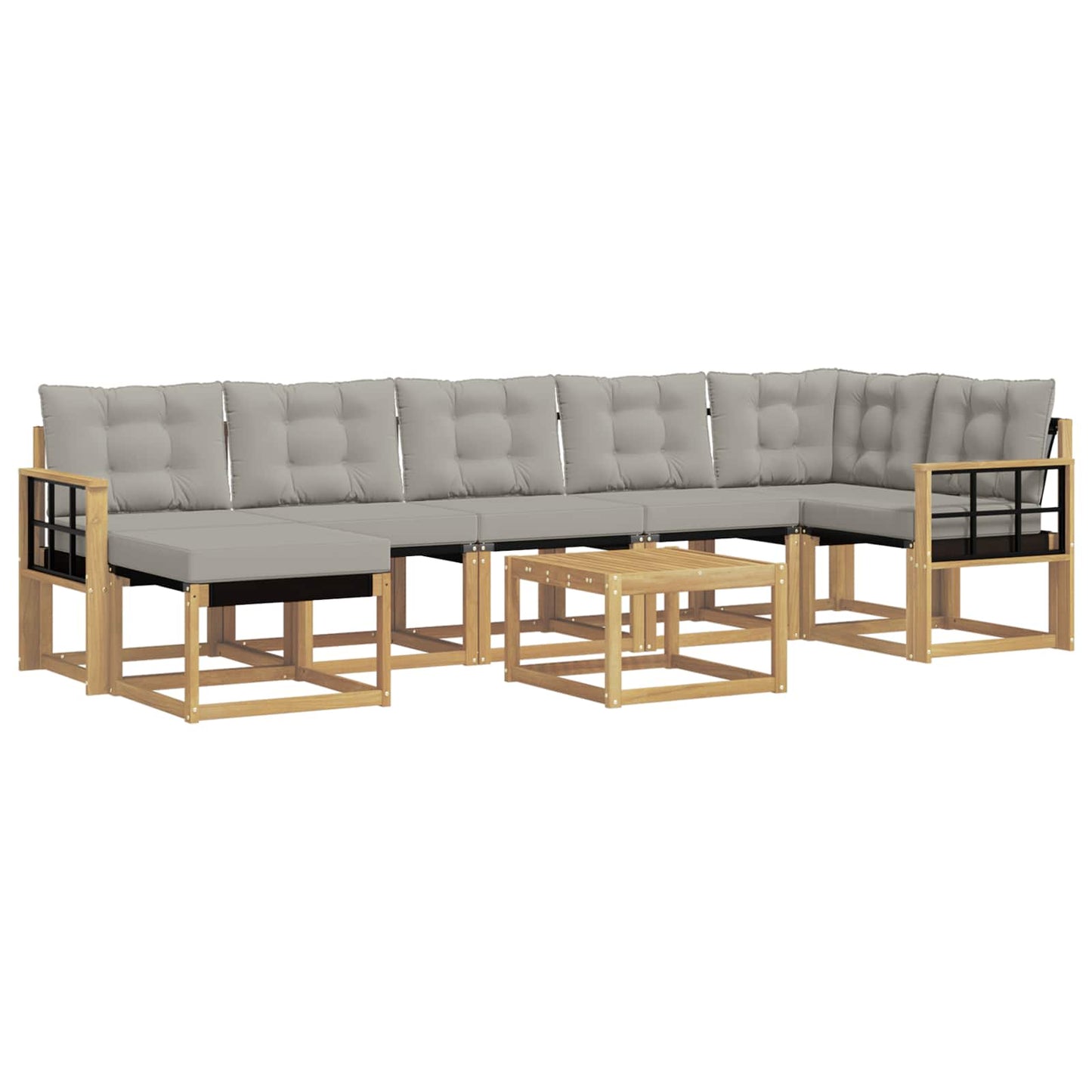vidaXL Σειρά Καναπέ Εξωτερικού 8 pcs Λευκό και Ανοιχτό Γκρι