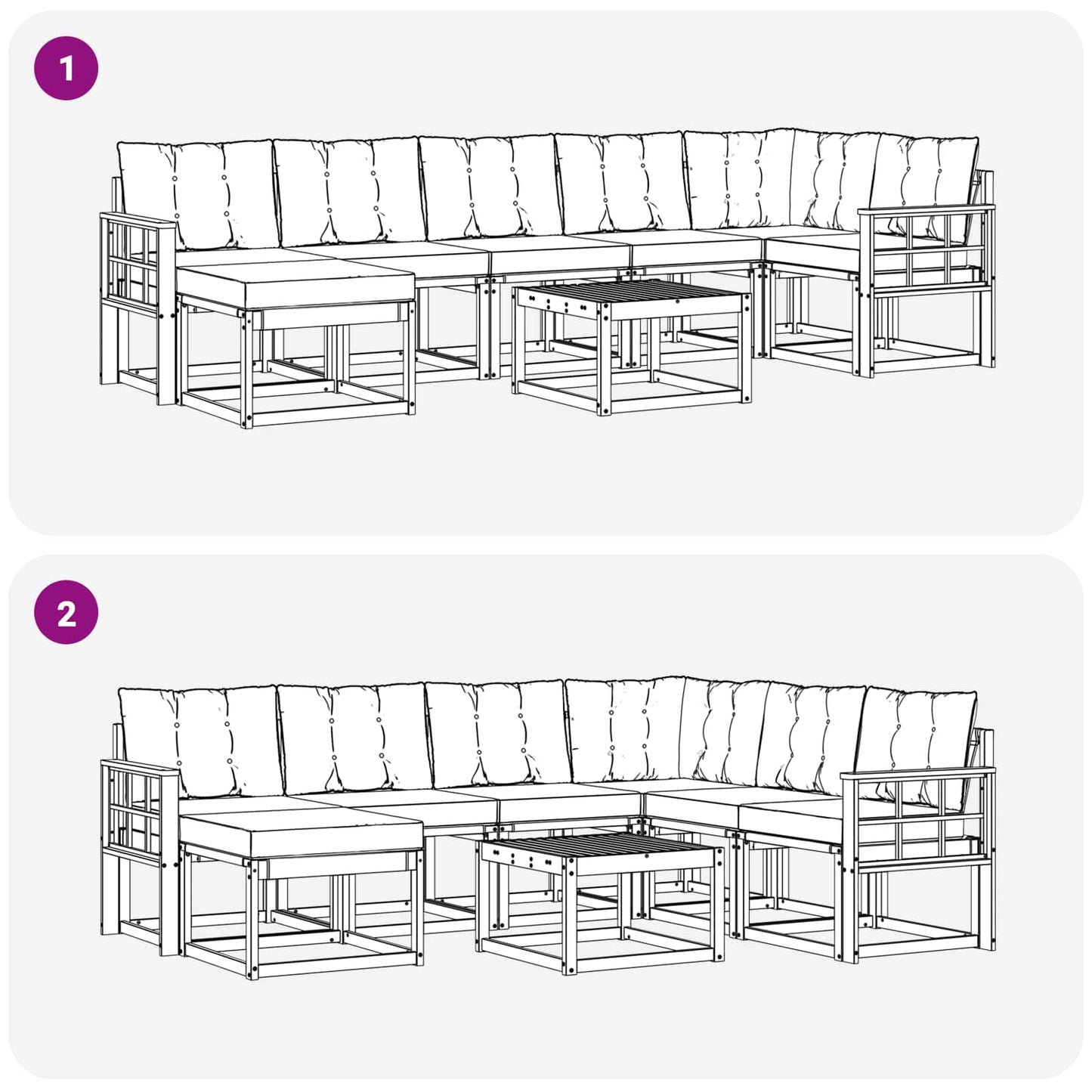vidaXL Σειρά Καναπέ Εξωτερικού 8 pcs Λευκό και Ανοιχτό Γκρι
