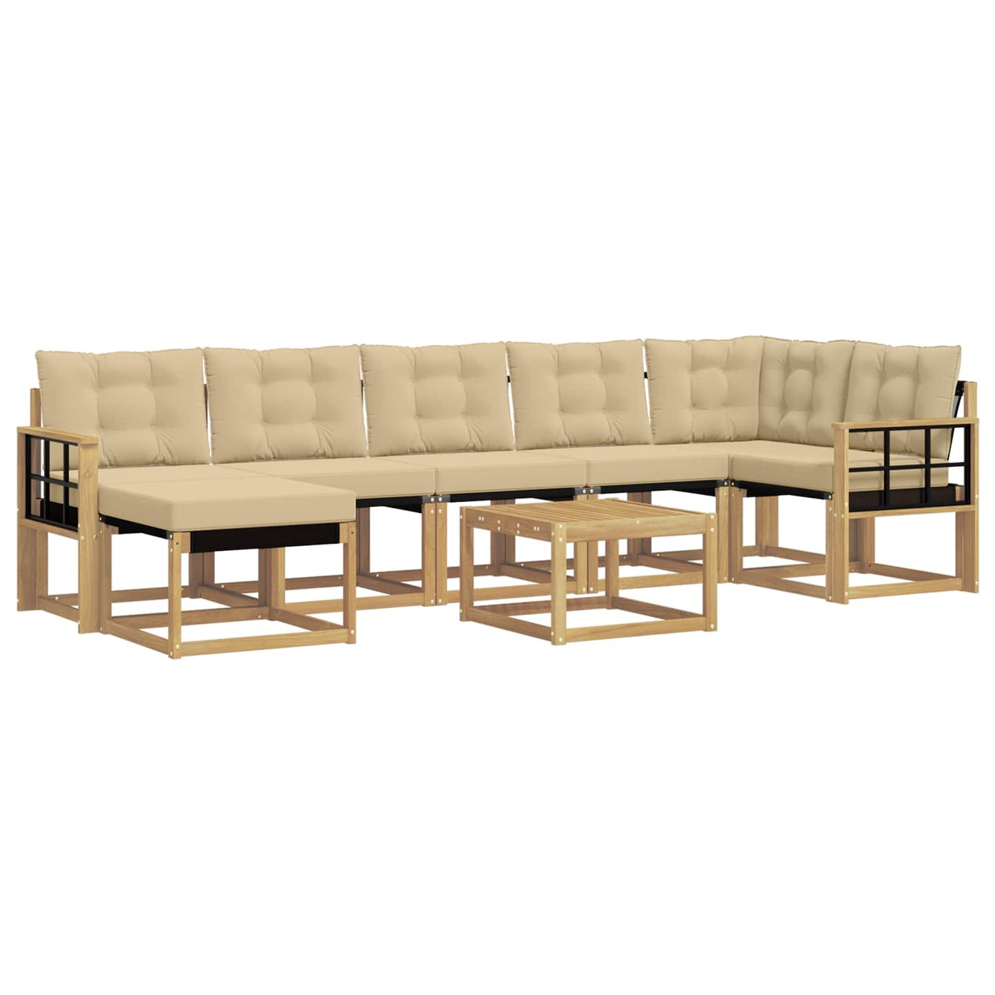 vidaXL Σειρά Καναπέ Εξωτερικού με μαξιλάρι 8 pcs Λευκό και Μπεζ