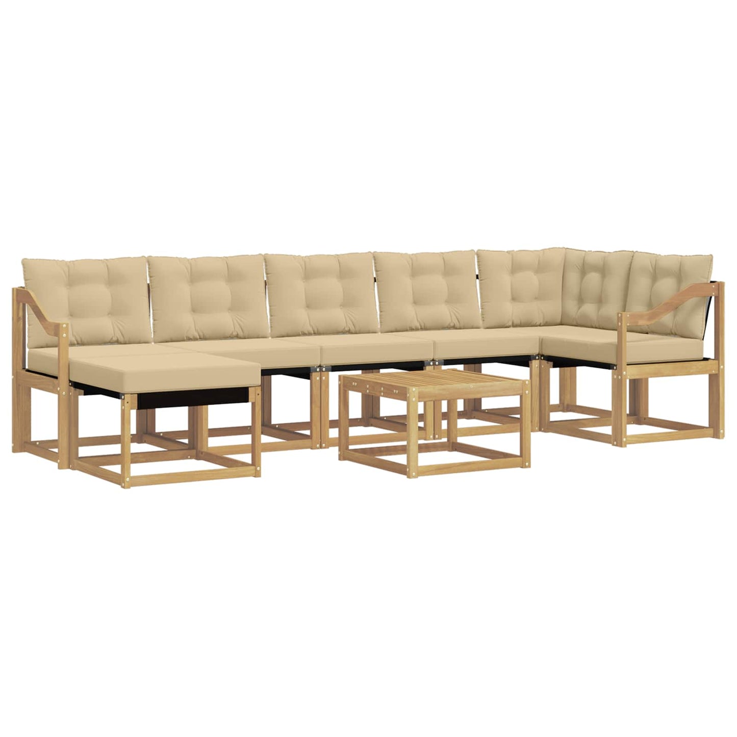 vidaXL Σειρά Καναπέ Εξωτερικού με μαξιλάρι 8 pcs Λευκό και Μπεζ