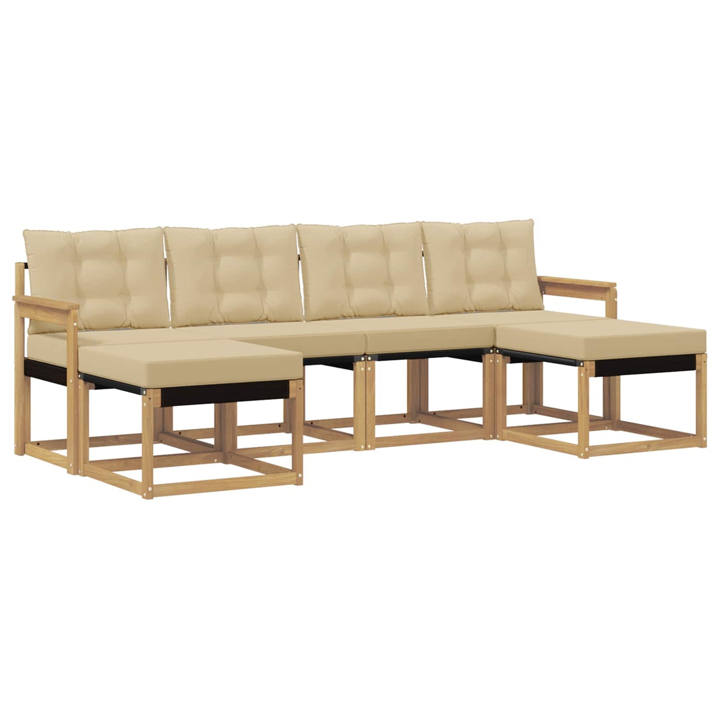 vidaXL Σειρά Καναπέ Εξωτερικού με μαξιλάρι 6 pcs Λευκό και Μπεζ