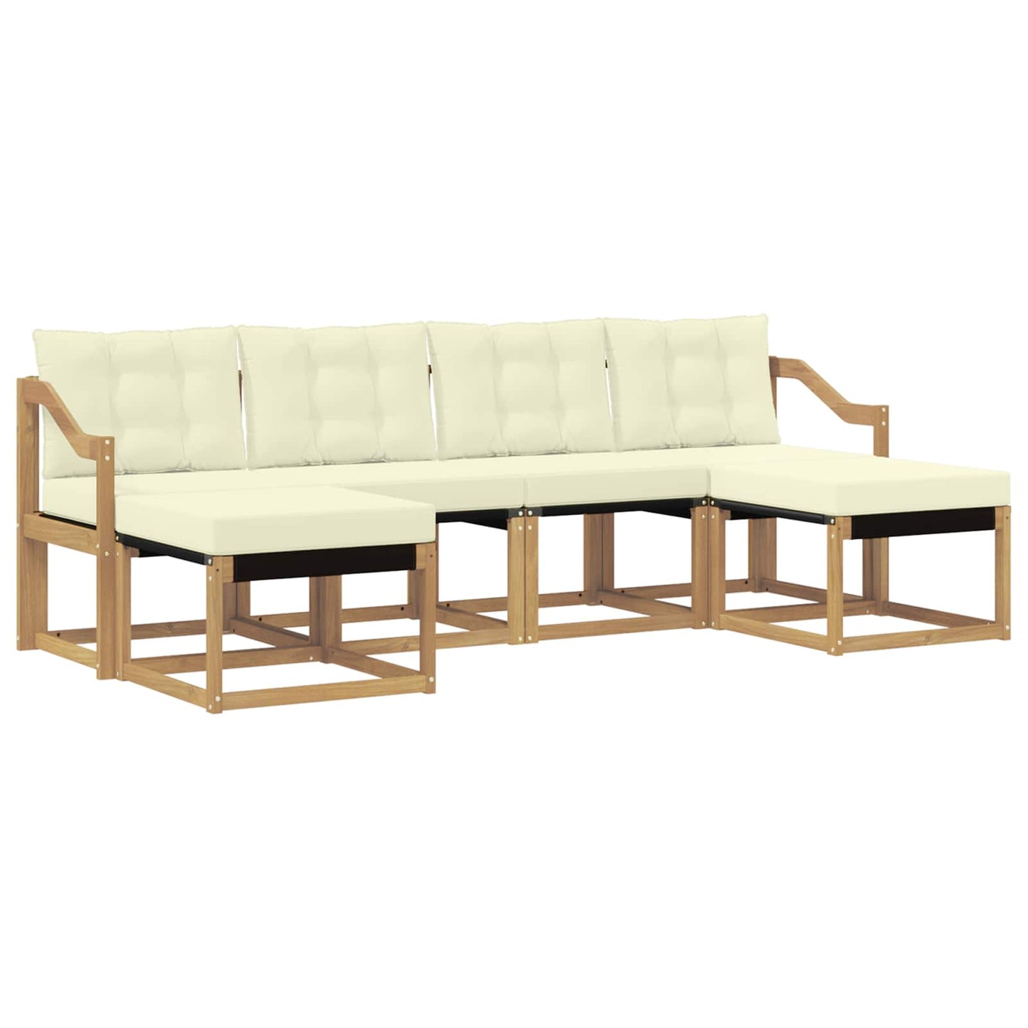 vidaXL Σειρά Καναπέ Εξωτερικού με μαξιλάρι 6 pcs Λευκό και Κρεμ
