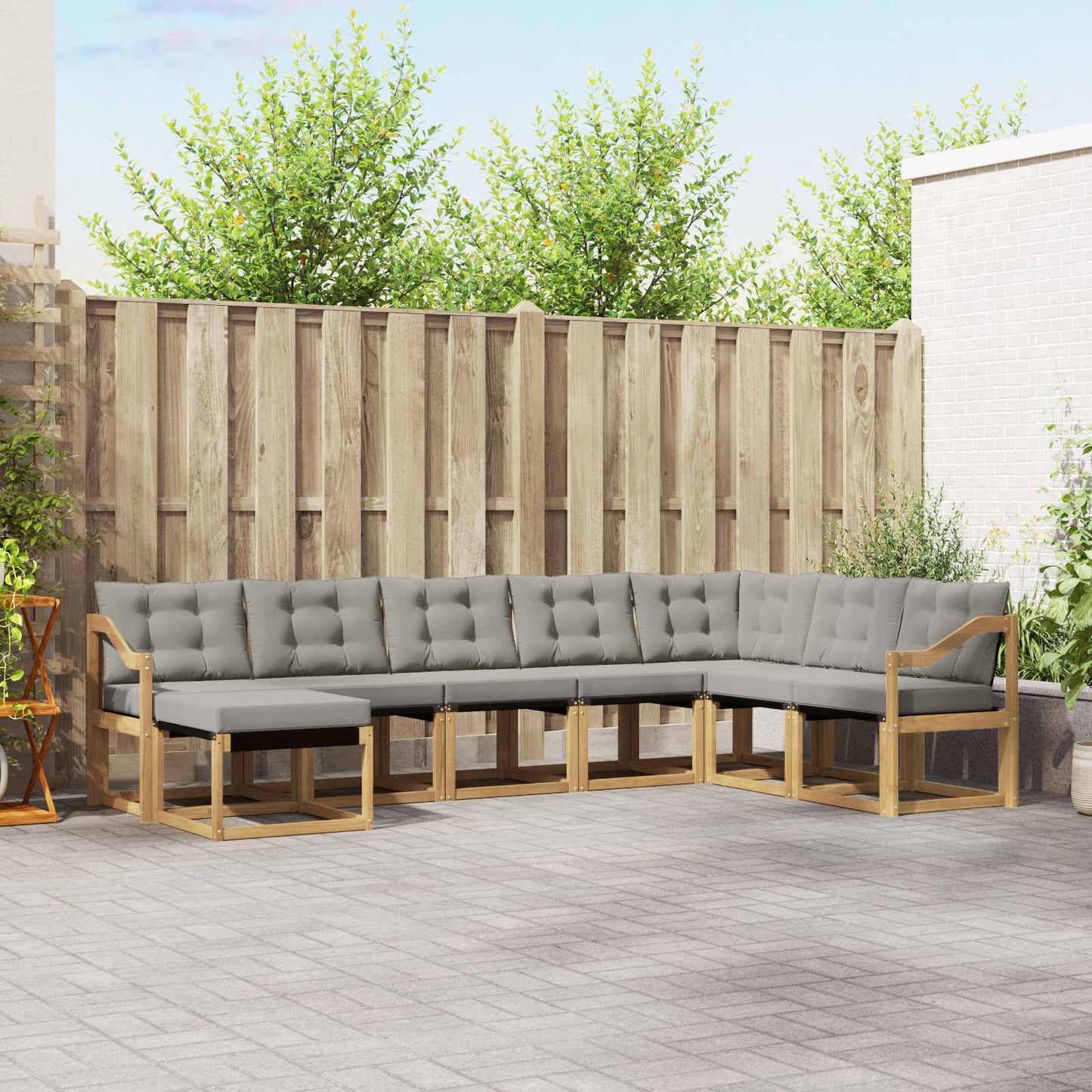 vidaXL Σειρά Καναπέ Εξωτερικού 8 pcs Λευκό και Ανοιχτό Γκρι