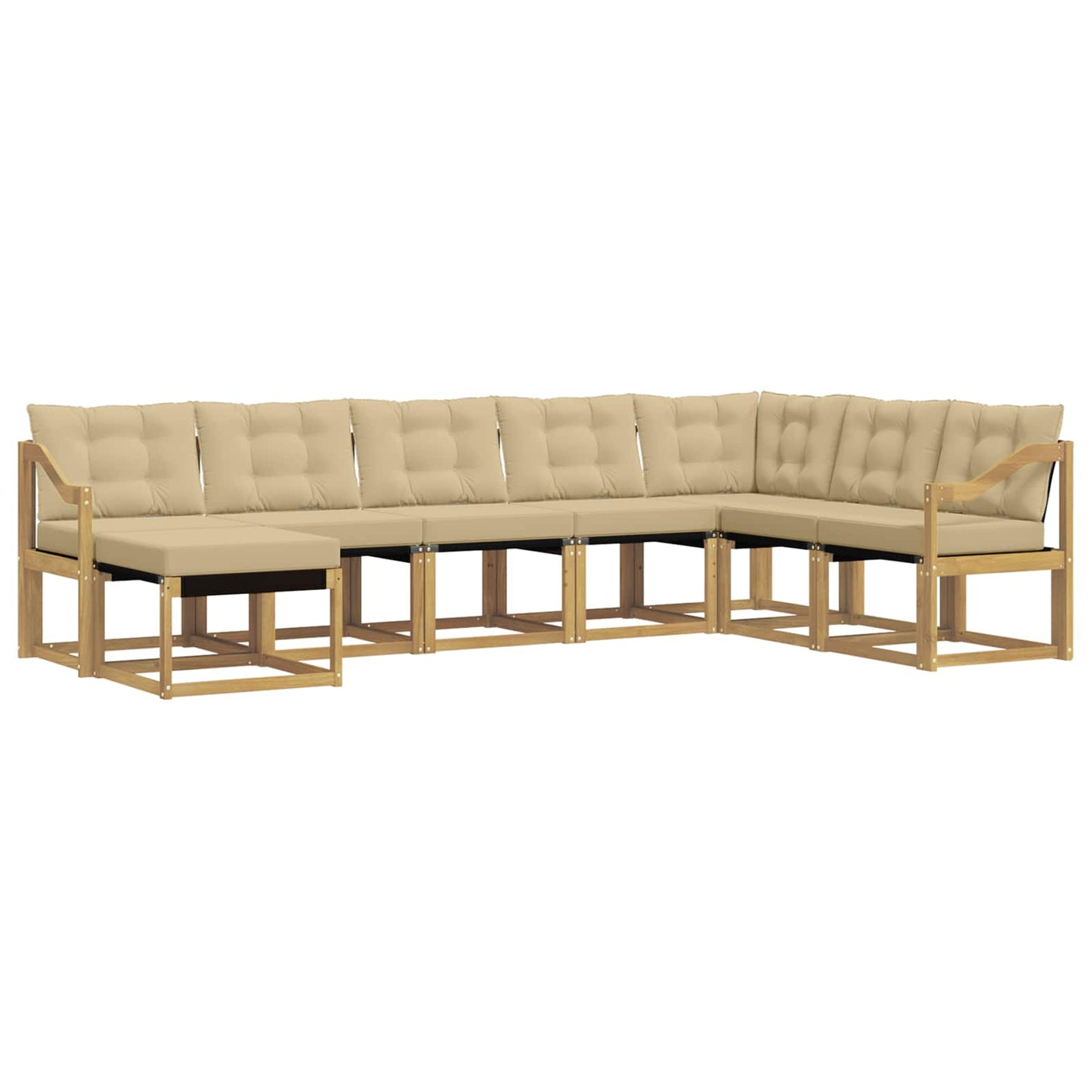 vidaXL Σειρά Καναπέ Εξωτερικού με μαξιλάρι 8 pcs Λευκό και Μπεζ