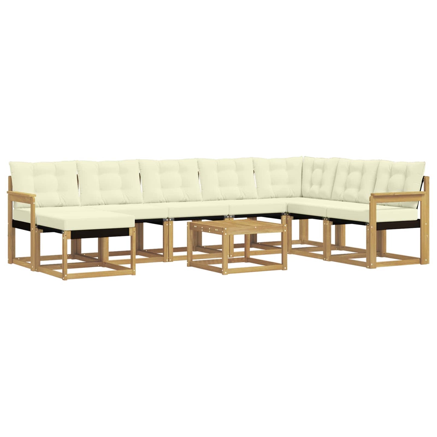 vidaXL Σειρά Καναπέ Εξωτερικού με μαξιλάρι 9 pcs Λευκό και Κρεμ