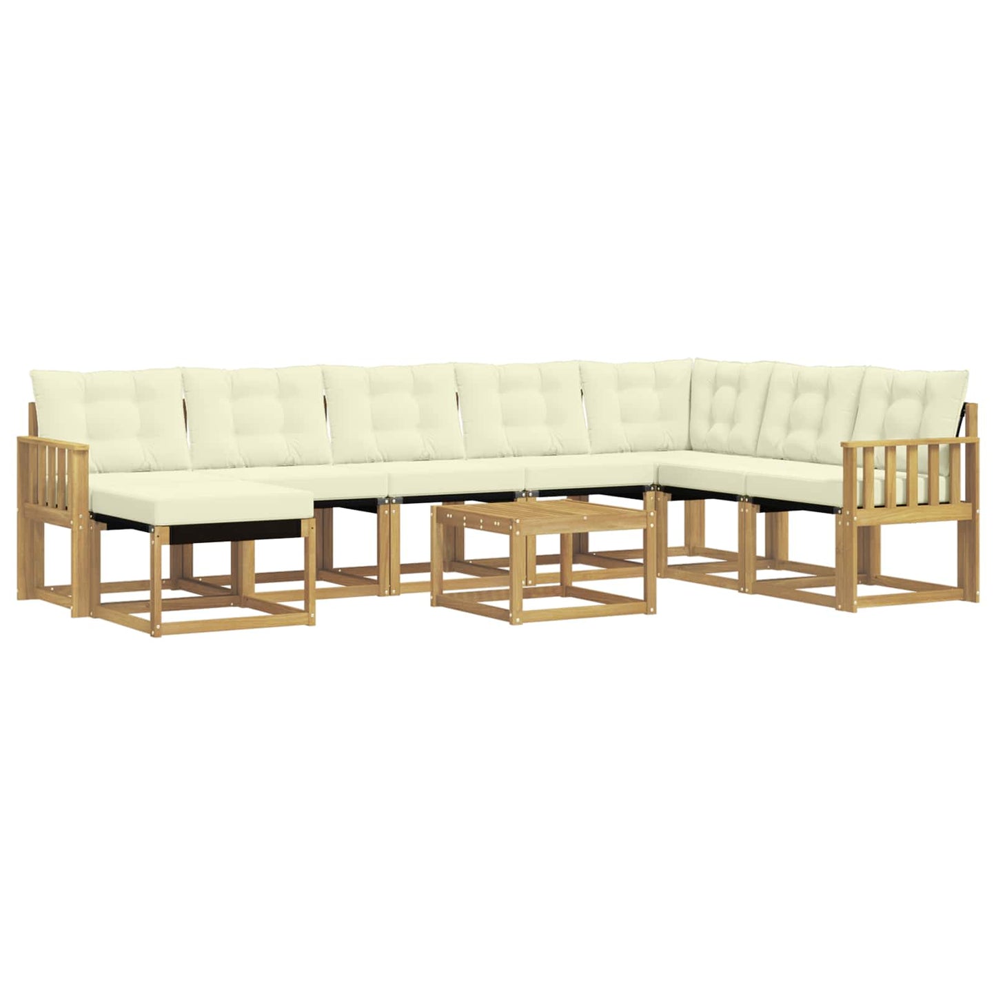 vidaXL Σειρά Καναπέ Εξωτερικού με μαξιλάρι 9 pcs Λευκό και Κρεμ