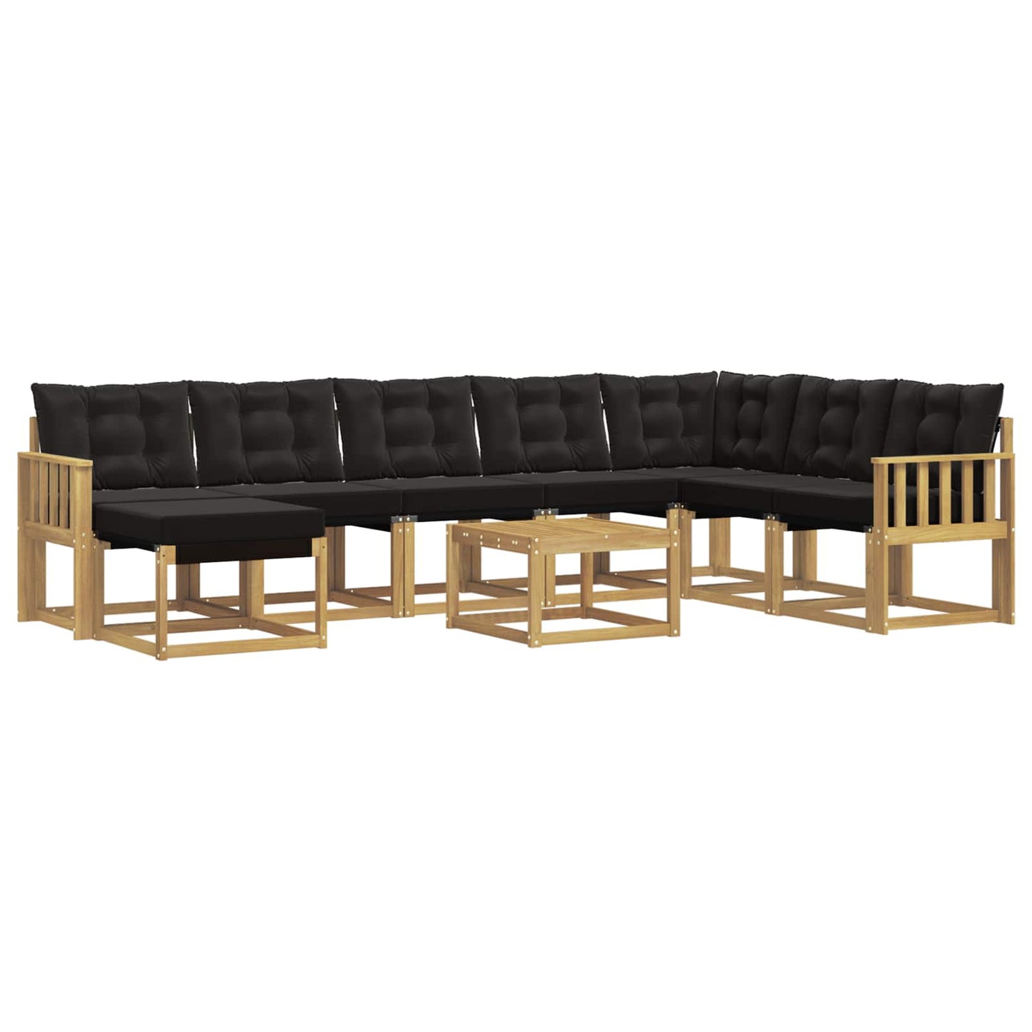 vidaXL Σειρά Καναπέ Εξωτερικού με μαξιλάρι 9 pcs Λευκό και Μαύρο