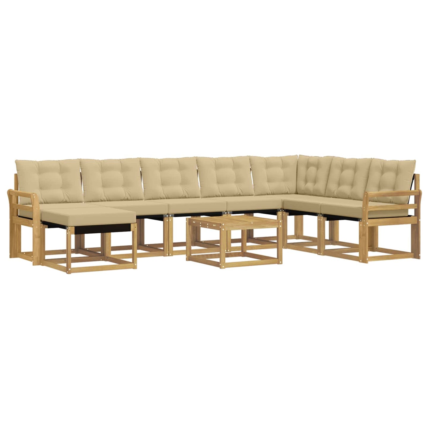 vidaXL Σειρά Καναπέ Εξωτερικού με μαξιλάρι 9 pcs Λευκό και Μπεζ