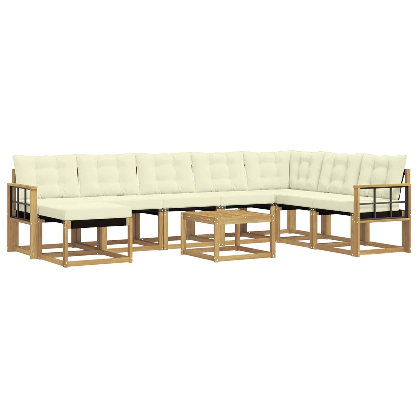 vidaXL Σειρά Καναπέ Εξωτερικού με μαξιλάρι 9 pcs Λευκό και Κρεμ