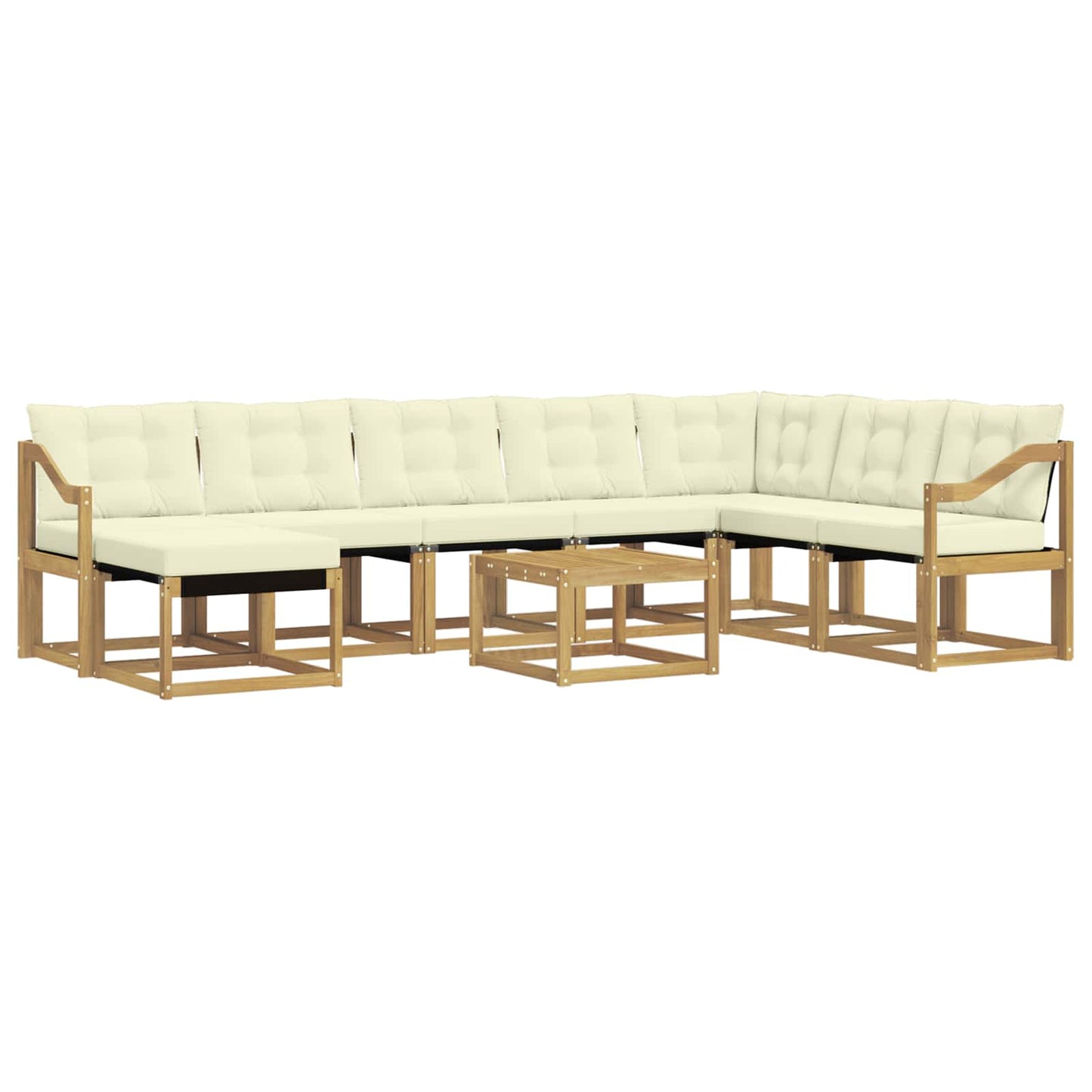 vidaXL Σειρά Καναπέ Εξωτερικού με μαξιλάρι 9 pcs Λευκό και Κρεμ