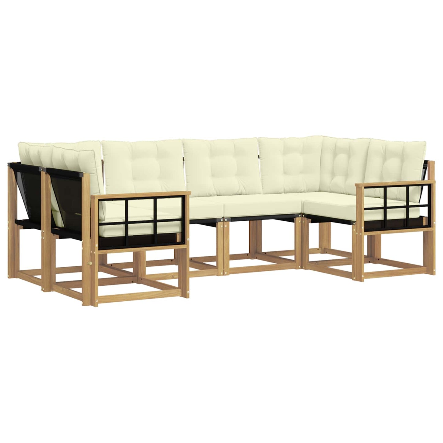 vidaXL Σειρά Καναπέ Εξωτερικού με μαξιλάρι 6 pcs Λευκό και Κρεμ