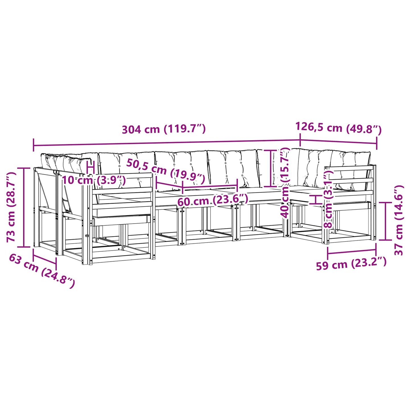 vidaXL Σειρά Καναπέ Εξωτερικού 7 pcs Λευκό και Ανοιχτό Γκρι