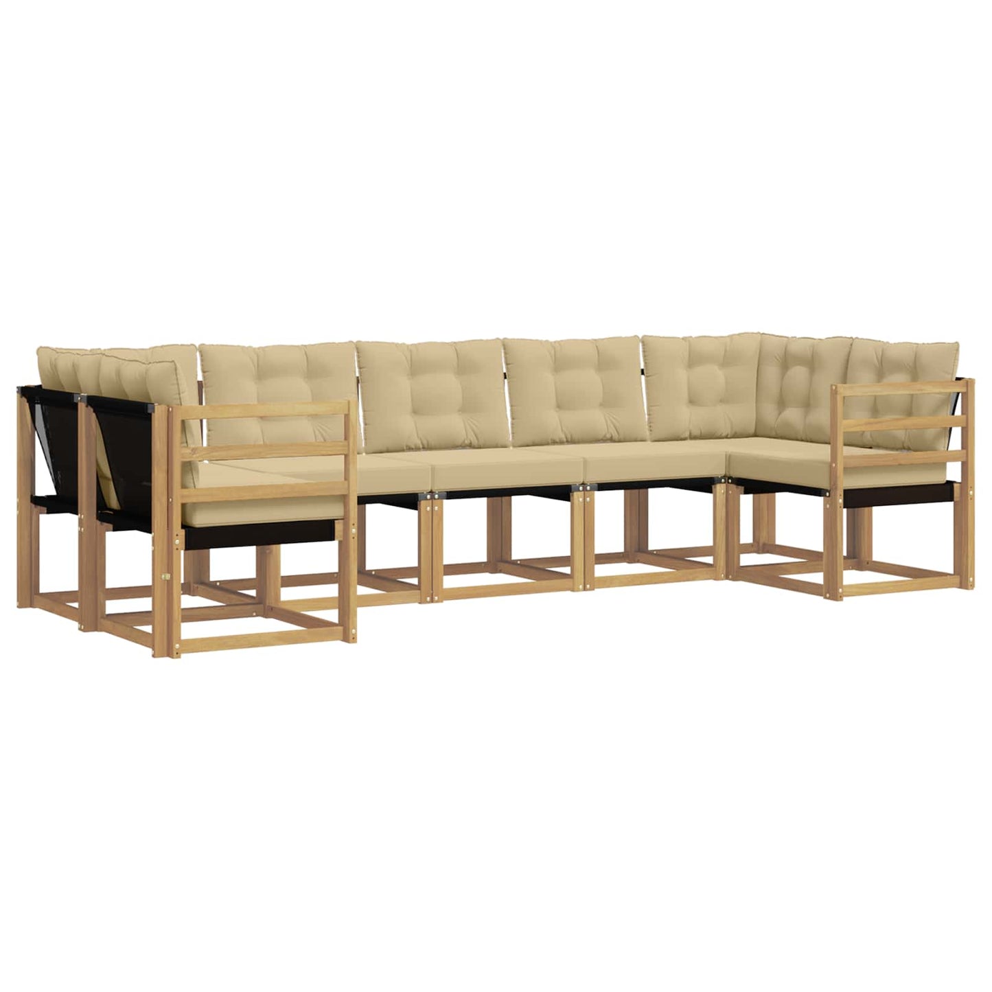 vidaXL Σειρά Καναπέ Εξωτερικού με μαξιλάρι 7 pcs Λευκό και Μπεζ