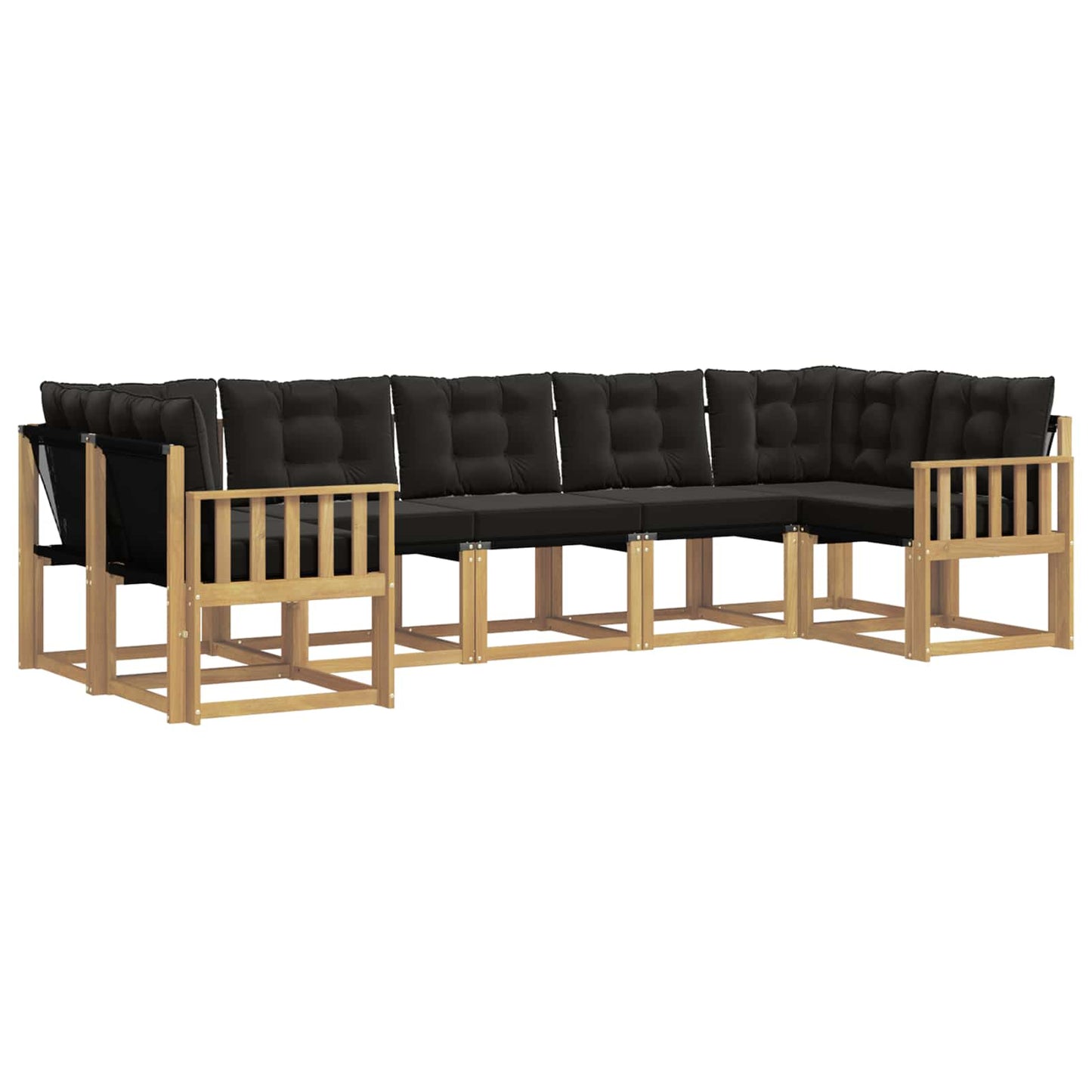 vidaXL Σειρά Καναπέ Εξωτερικού με μαξιλάρι 7 pcs Λευκό και Μαύρο