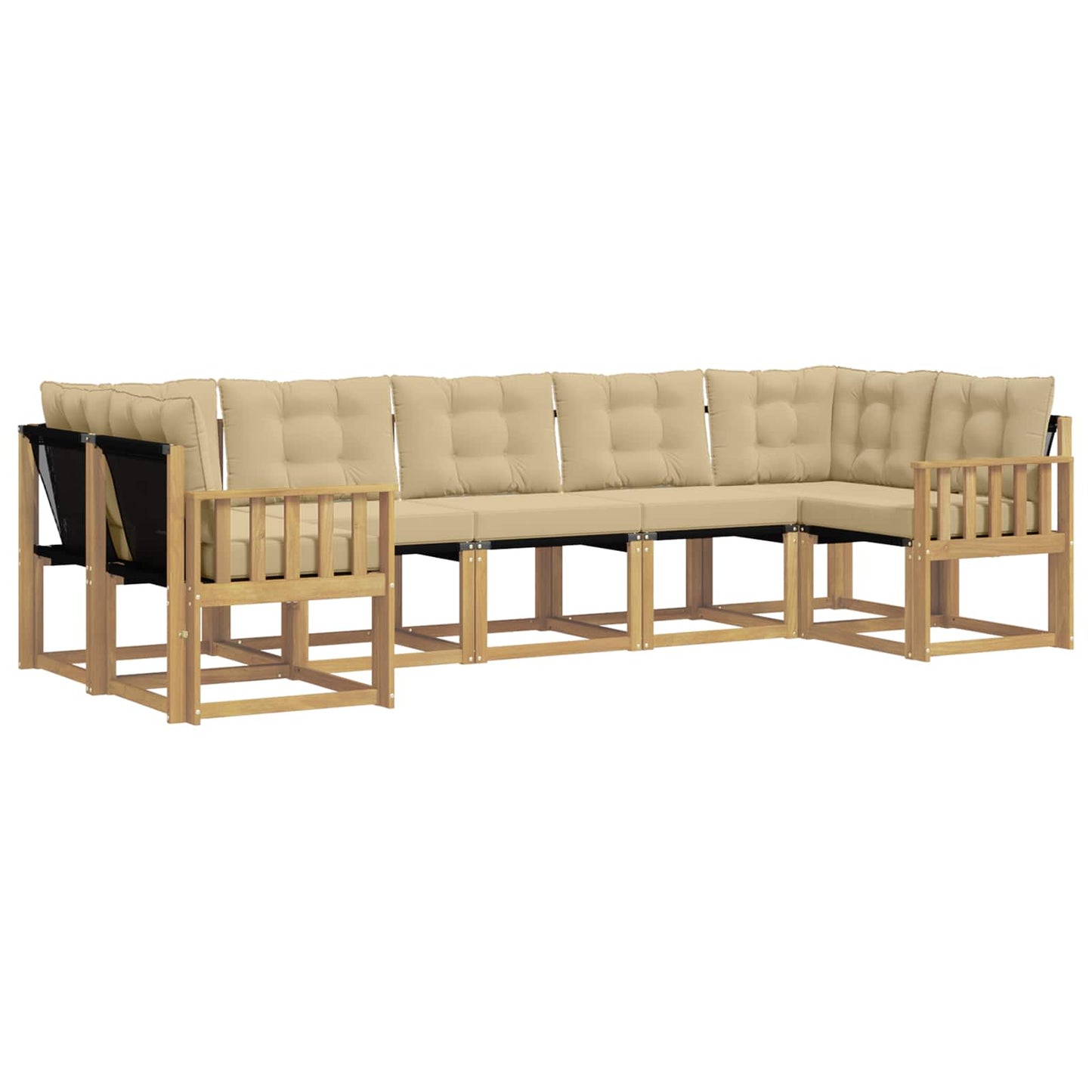 vidaXL Σειρά Καναπέ Εξωτερικού με μαξιλάρι 7 pcs Λευκό και Μπεζ