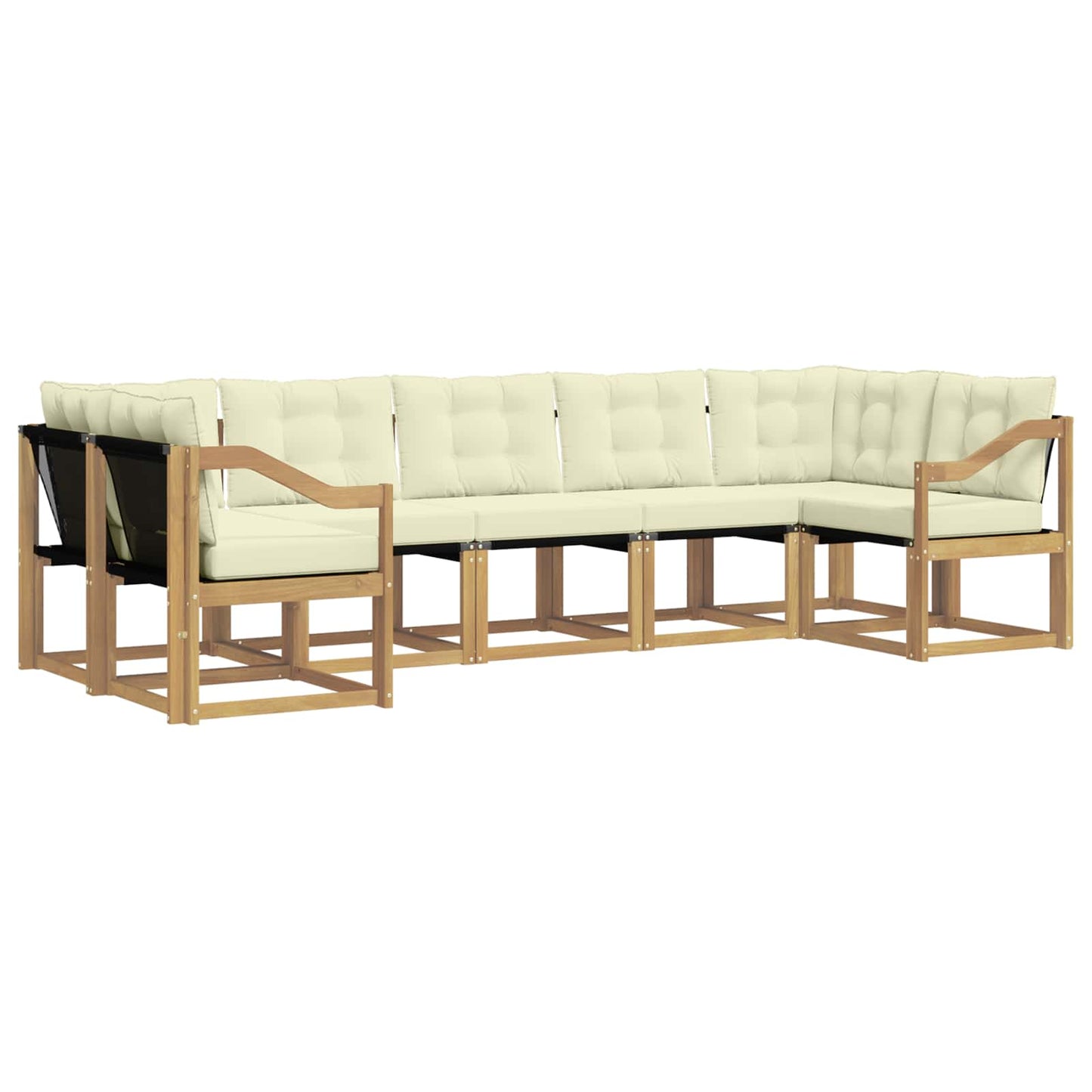 vidaXL Σειρά Καναπέ Εξωτερικού με μαξιλάρι 7 pcs Λευκό και Κρεμ