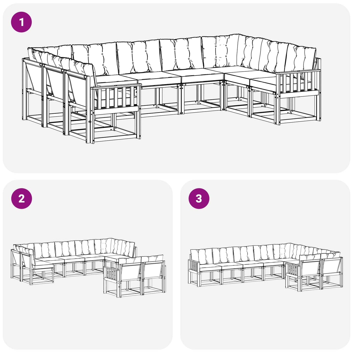 vidaXL Σειρά Καναπέ Εξωτερικού 9 pcs Λευκό και Ανοιχτό Γκρι