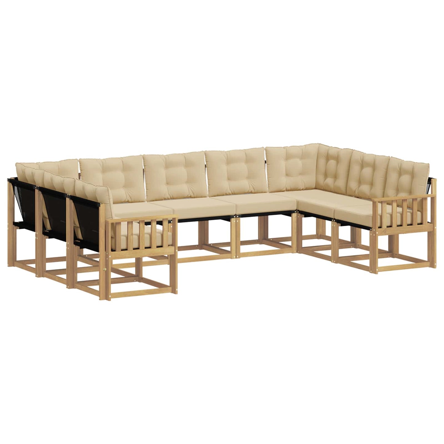 vidaXL Σειρά Καναπέ Εξωτερικού με μαξιλάρι 9 pcs Λευκό και Μπεζ