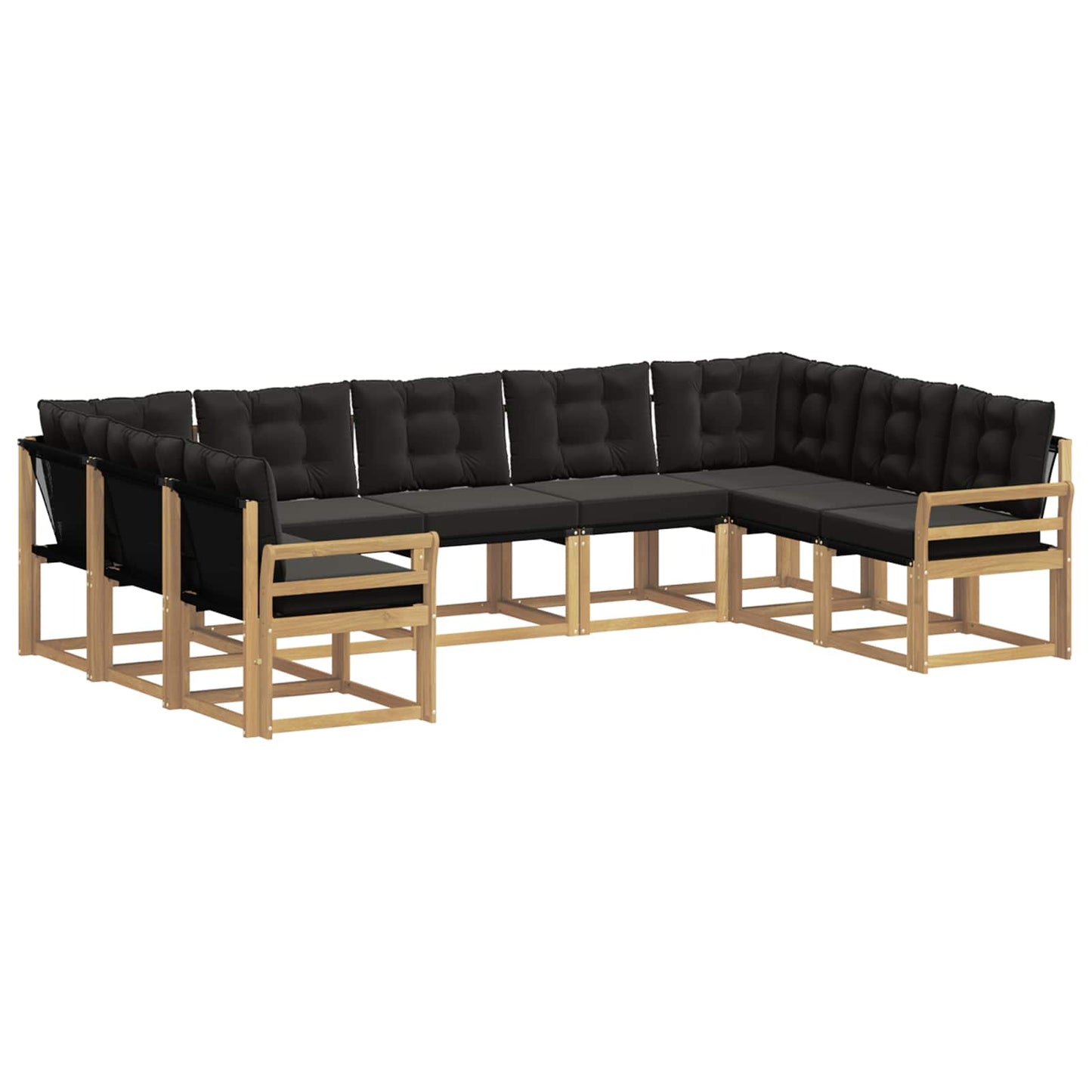 vidaXL Σειρά Καναπέ Εξωτερικού με μαξιλάρι 9 pcs Λευκό και Μαύρο