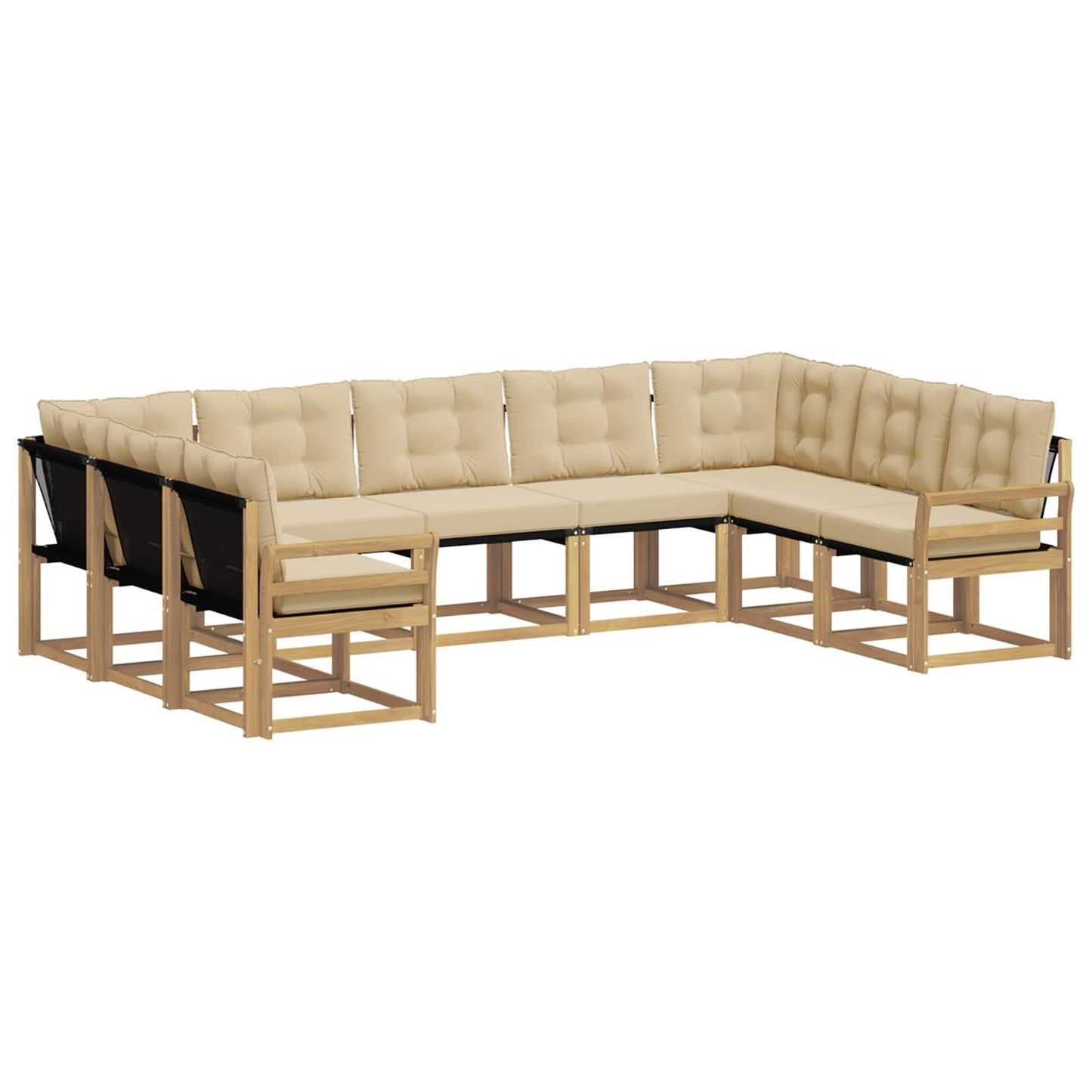 vidaXL Σειρά Καναπέ Εξωτερικού με μαξιλάρι 9 pcs Λευκό και Μπεζ