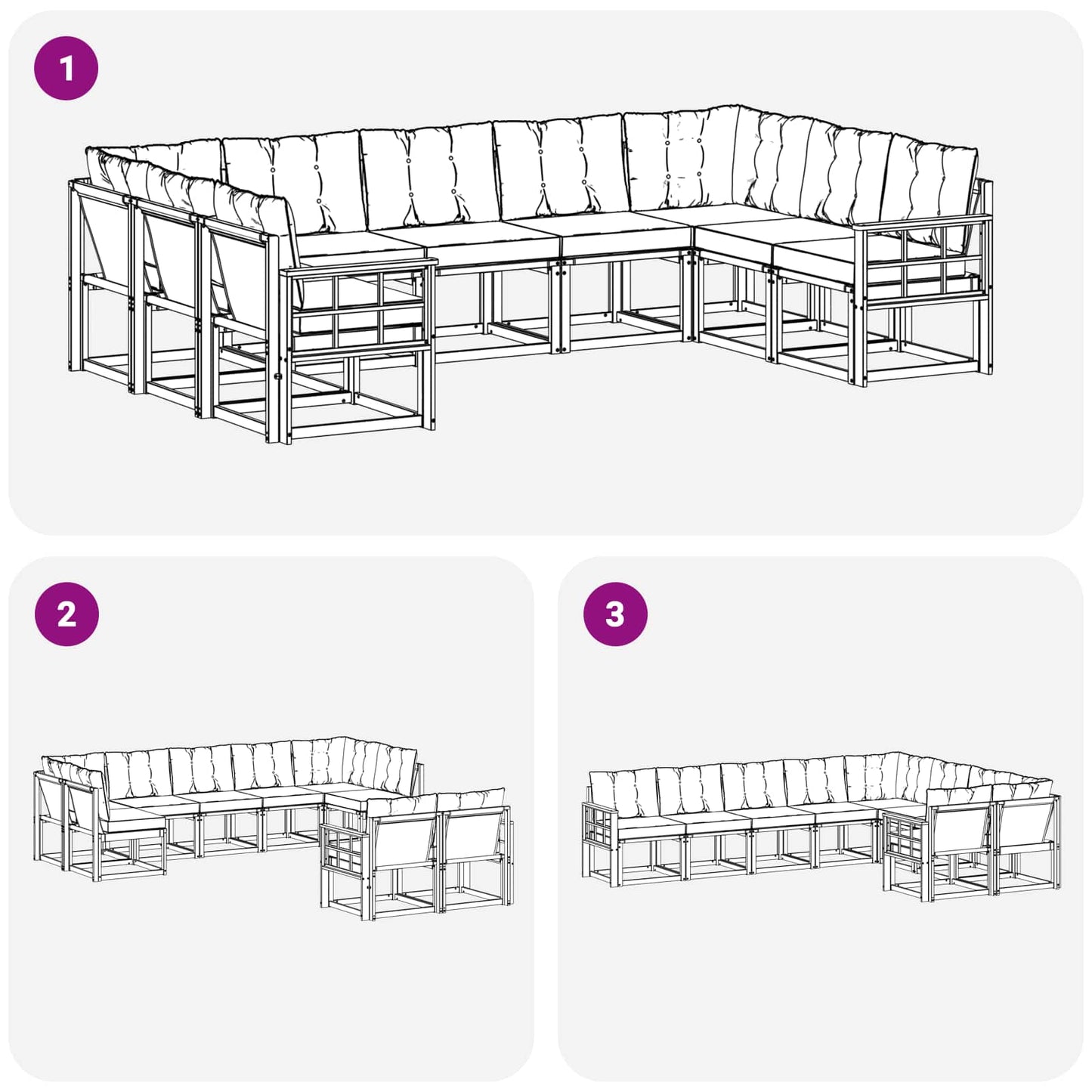 vidaXL Σειρά Καναπέ Εξωτερικού με μαξιλάρι 9 pcs Λευκό και Μπεζ