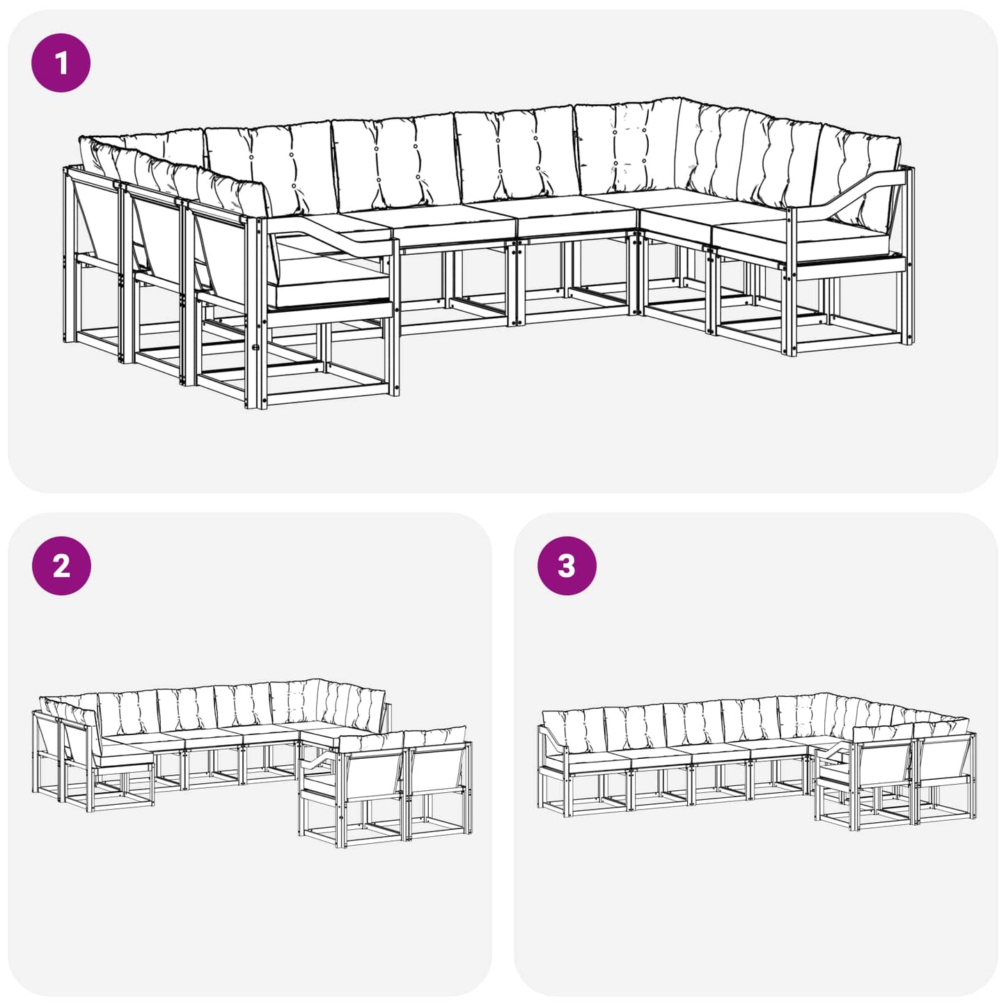 vidaXL Σειρά Καναπέ Εξωτερικού 9 pcs Λευκό και Ανοιχτό Γκρι