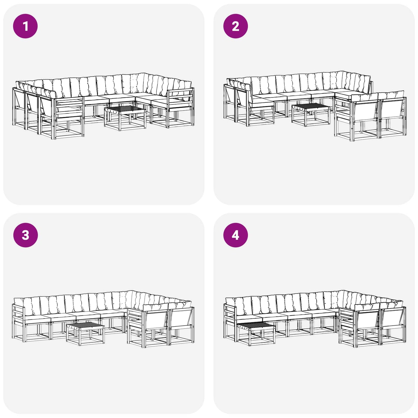 vidaXL Σειρά Καναπέ Εξωτερικού με μαξιλάρι 10 pcs Λευκό και Μπεζ