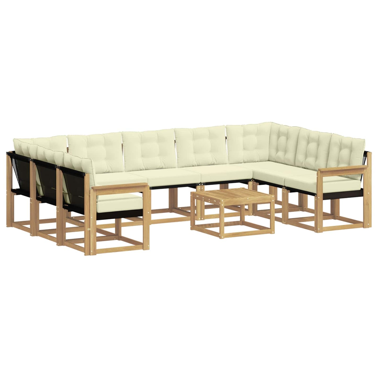 vidaXL Σειρά Καναπέ Εξωτερικού με μαξιλάρι 10 pcs Λευκό και Κρεμ