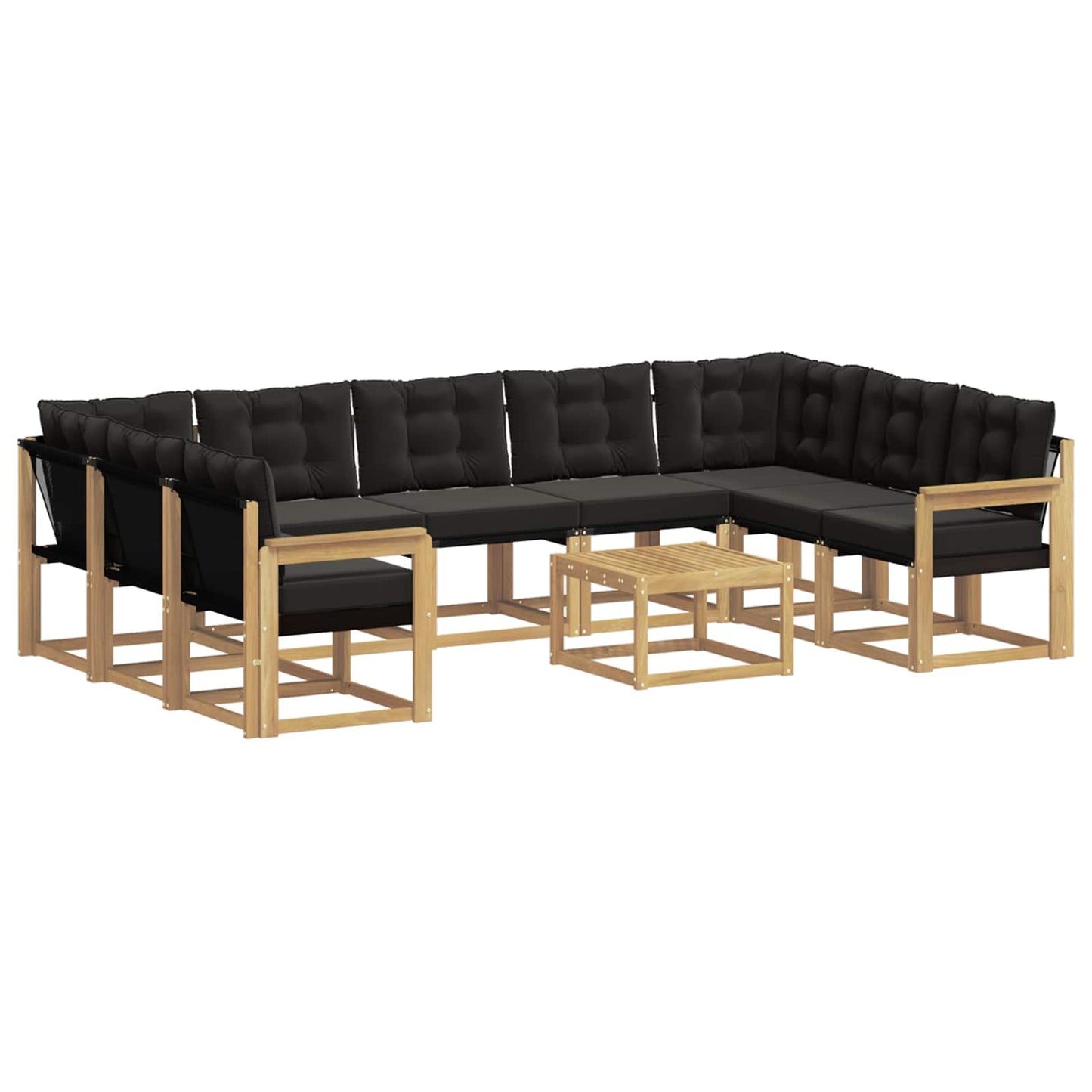 vidaXL Σειρά Καναπέ Εξωτερικού με μαξιλάρι 10 pcs Λευκό και Μαύρο