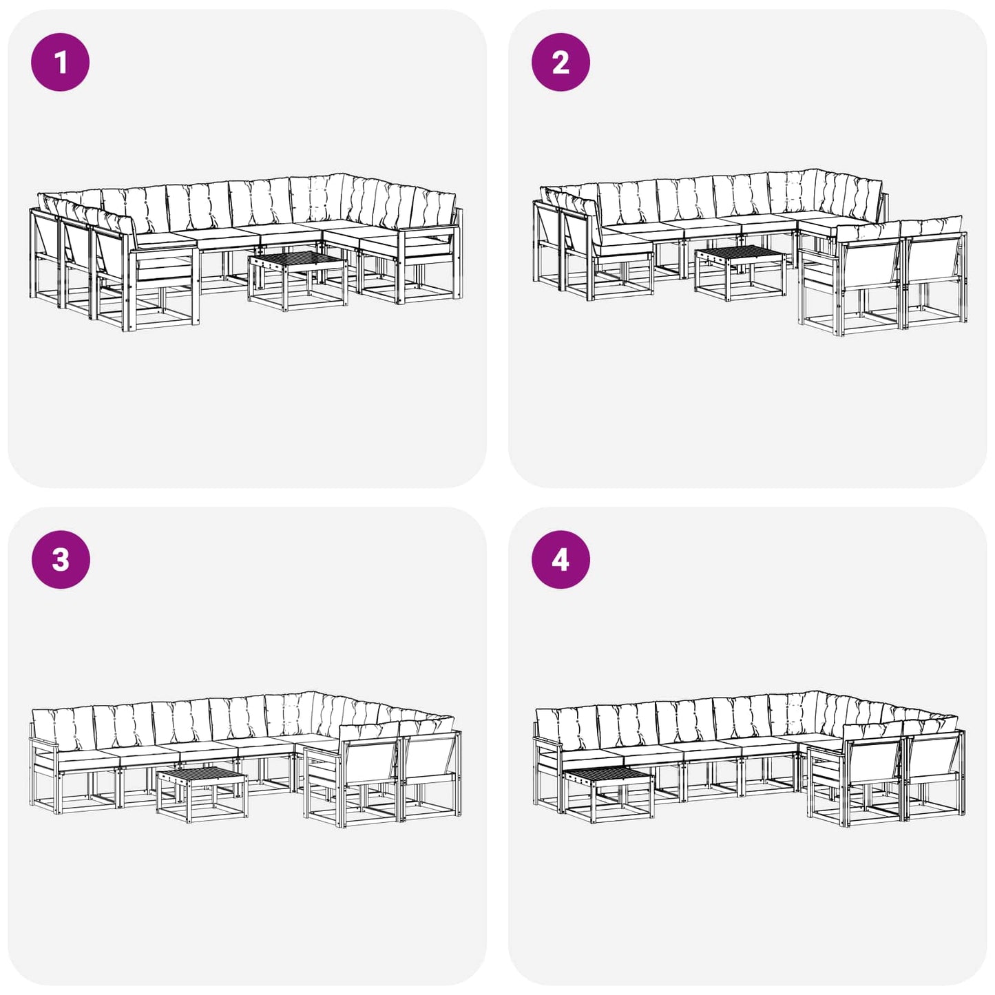 vidaXL Σειρά Καναπέ Εξωτερικού με μαξιλάρι 10 pcs Λευκό και Μαύρο