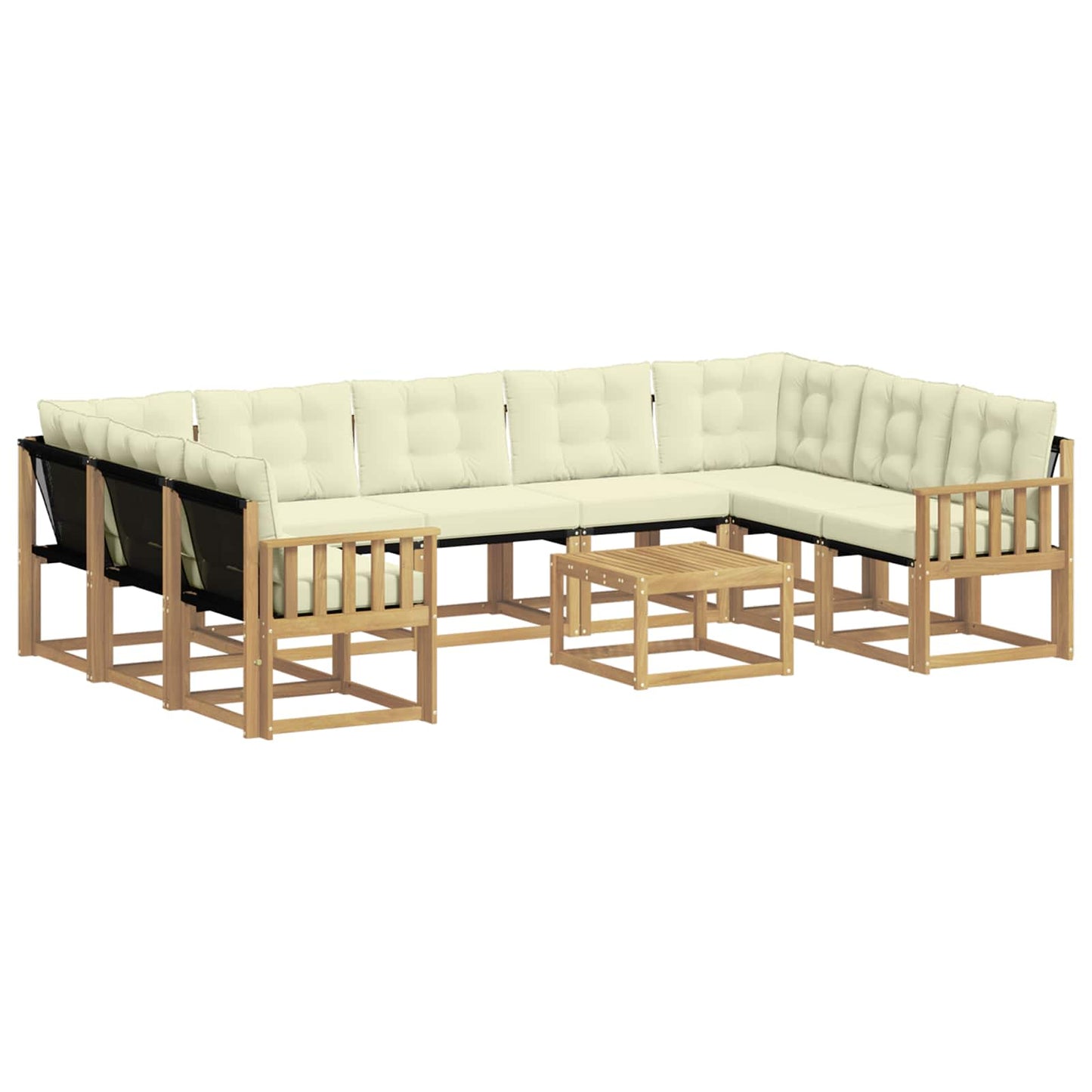 vidaXL Σειρά Καναπέ Εξωτερικού με μαξιλάρι 10 pcs Λευκό και Κρεμ