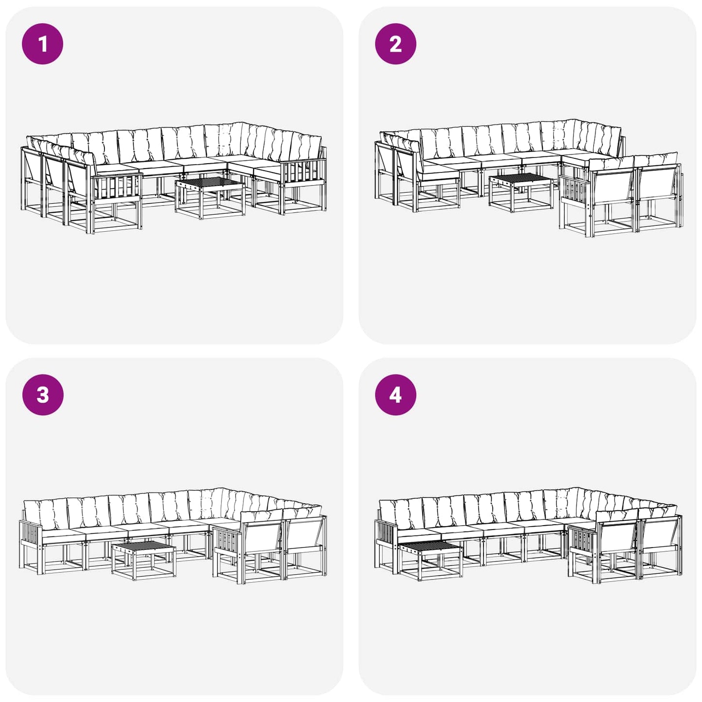 vidaXL Σειρά Καναπέ Εξωτερικού 10 pcs Λευκό και Ανοιχτό Γκρι