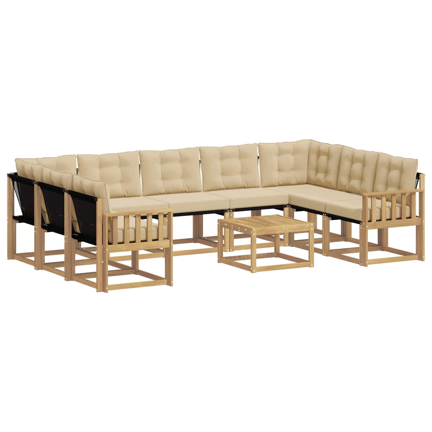 vidaXL Σειρά Καναπέ Εξωτερικού με μαξιλάρι 10 pcs Λευκό και Μπεζ