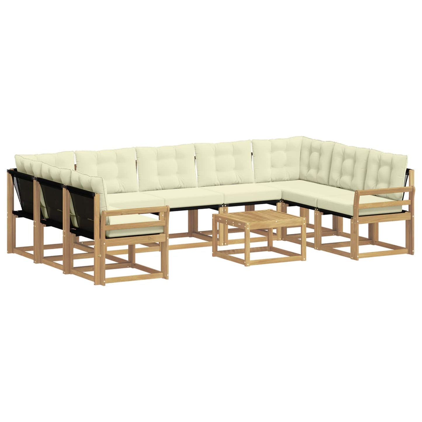 vidaXL Σειρά Καναπέ Εξωτερικού με μαξιλάρι 10 pcs Λευκό και Κρεμ