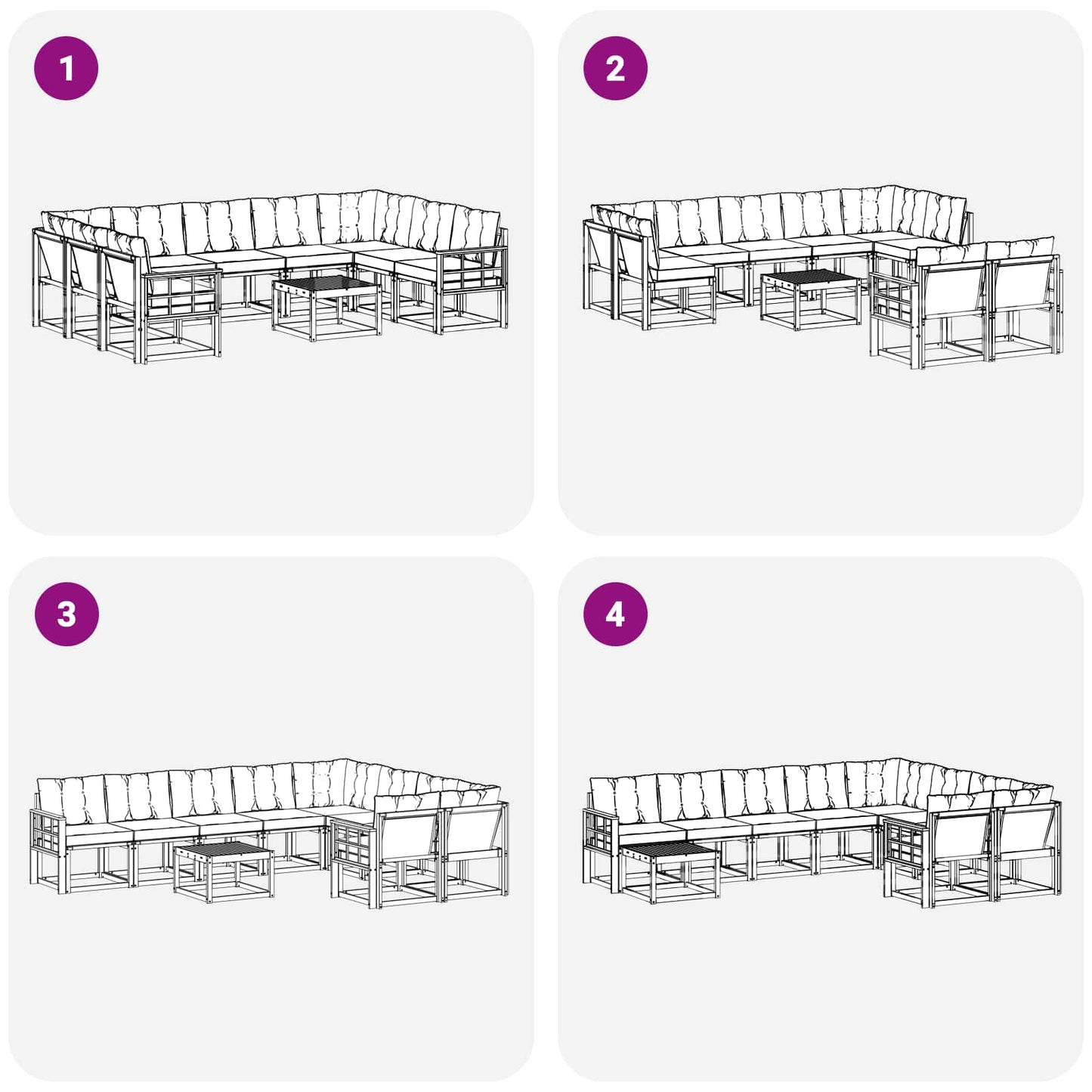 vidaXL Σειρά Καναπέ Εξωτερικού με μαξιλάρι 10 pcs Λευκό και Μπεζ