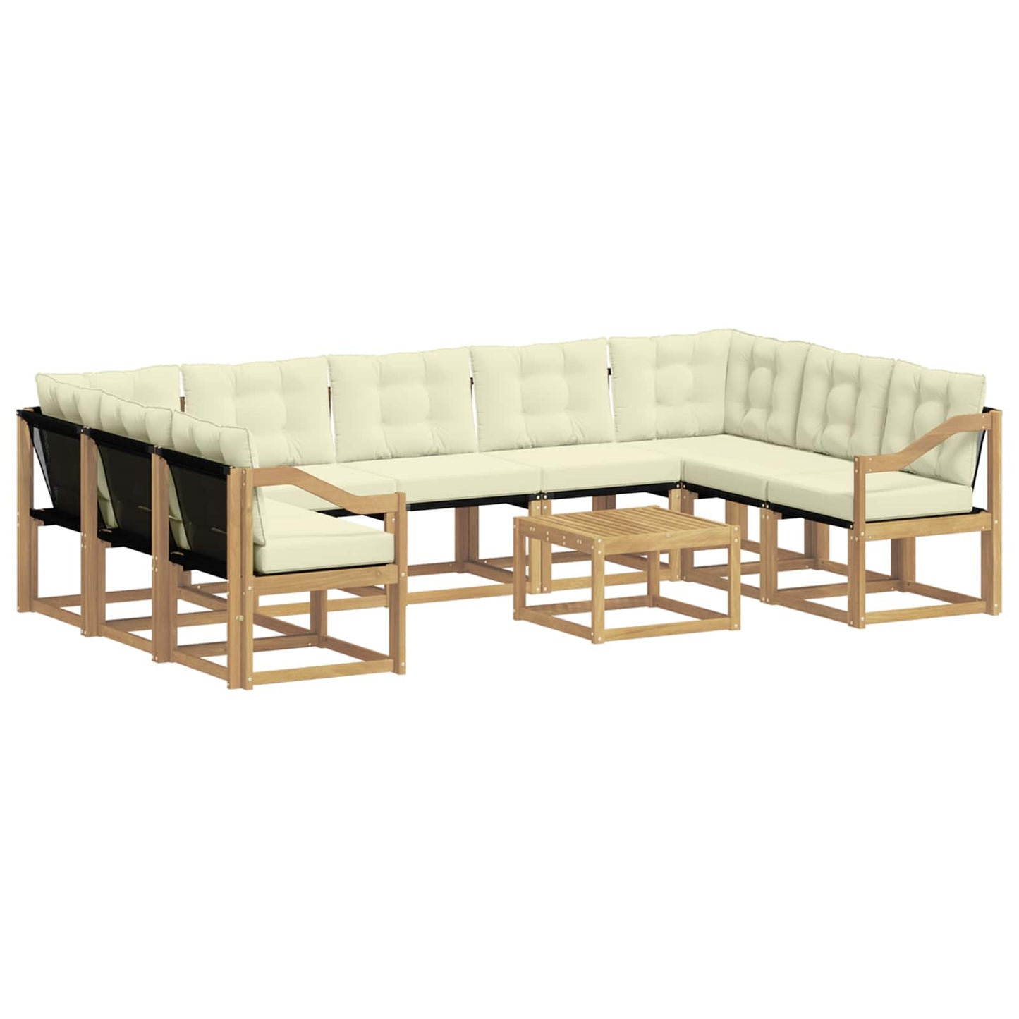 vidaXL Σειρά Καναπέ Εξωτερικού με μαξιλάρι 10 pcs Λευκό και Κρεμ