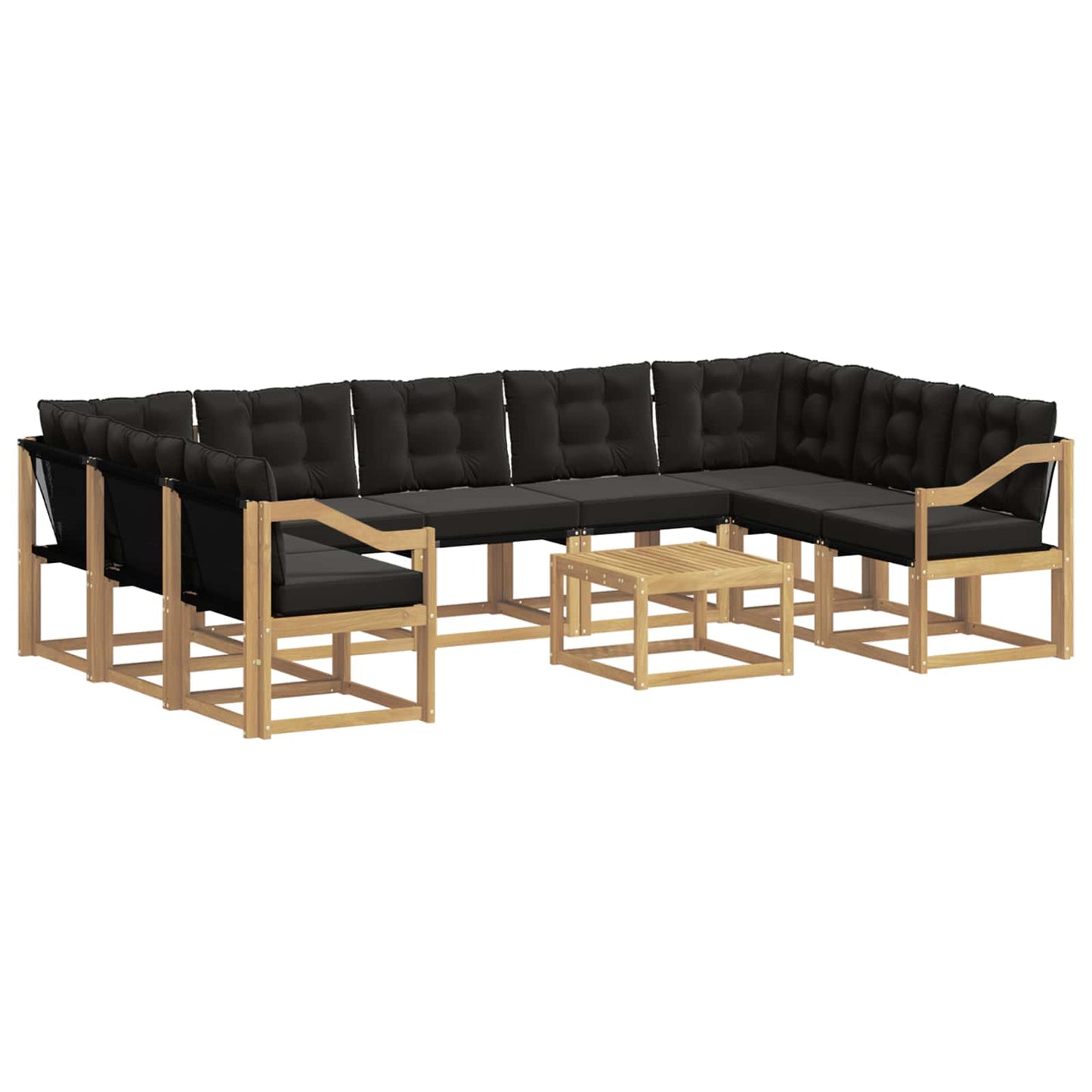 vidaXL Σειρά Καναπέ Εξωτερικού με μαξιλάρι 10 pcs Λευκό και Μαύρο