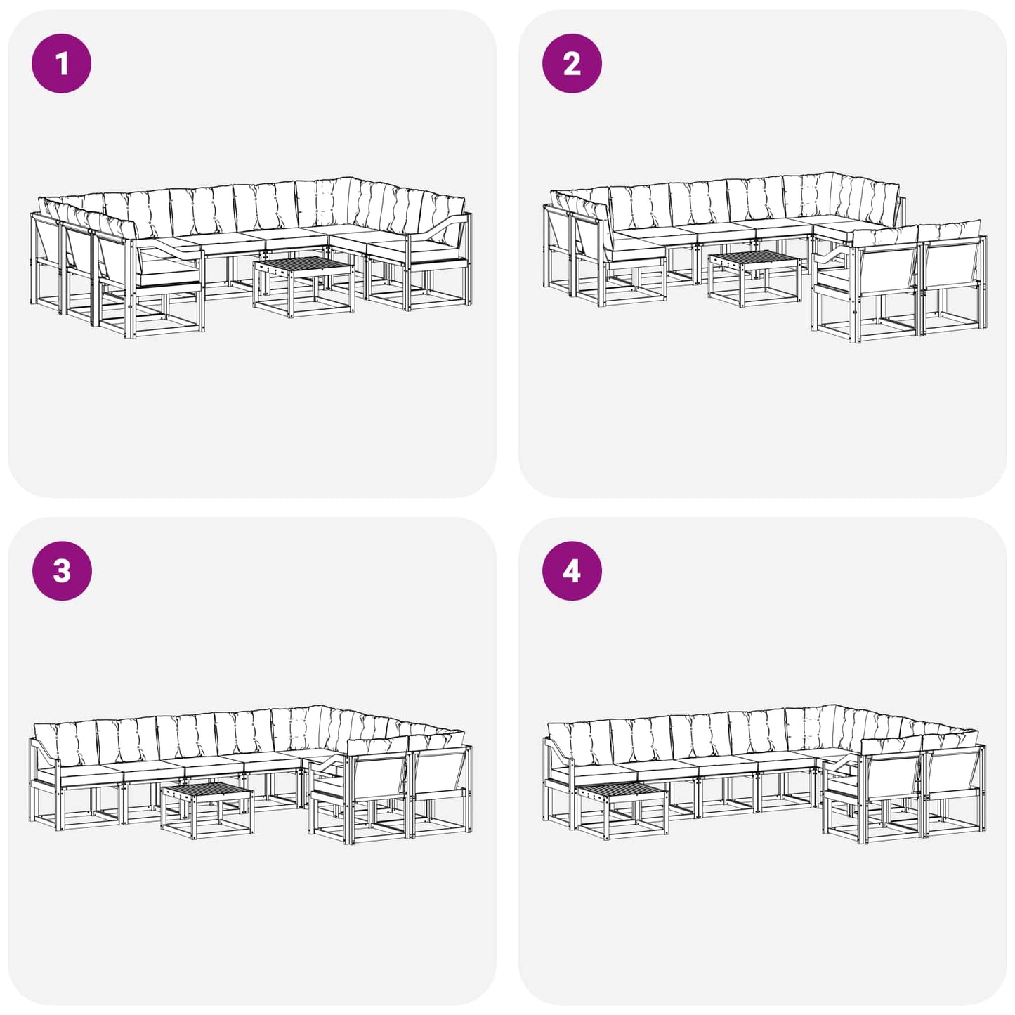 vidaXL Σειρά Καναπέ Εξωτερικού με μαξιλάρι 10 pcs Λευκό και Μπεζ