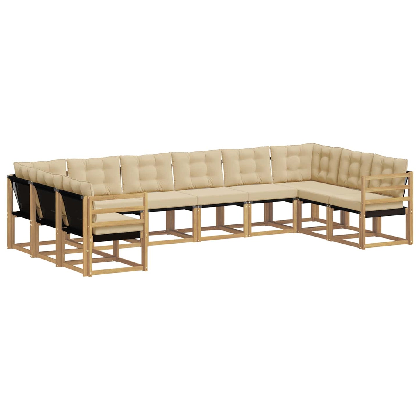vidaXL Σειρά Καναπέ Εξωτερικού με μαξιλάρι 10 pcs Λευκό και Μπεζ