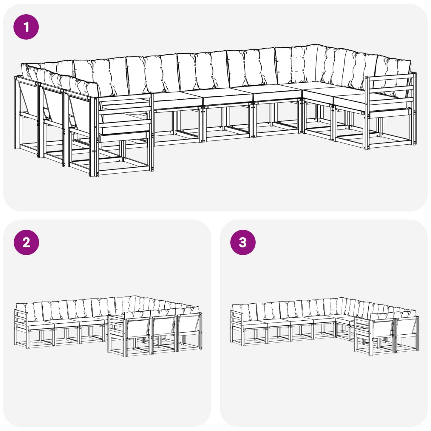 vidaXL Σειρά Καναπέ Εξωτερικού με μαξιλάρι 10 pcs Λευκό και Μπεζ