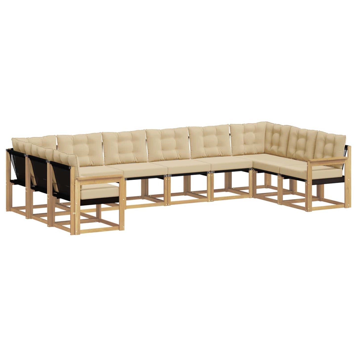 vidaXL Σειρά Καναπέ Εξωτερικού με μαξιλάρι 10 pcs Λευκό και Μπεζ
