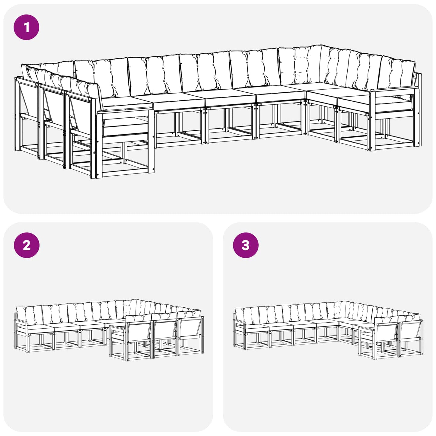 vidaXL Σειρά Καναπέ Εξωτερικού με μαξιλάρι 10 pcs Λευκό και Μπεζ