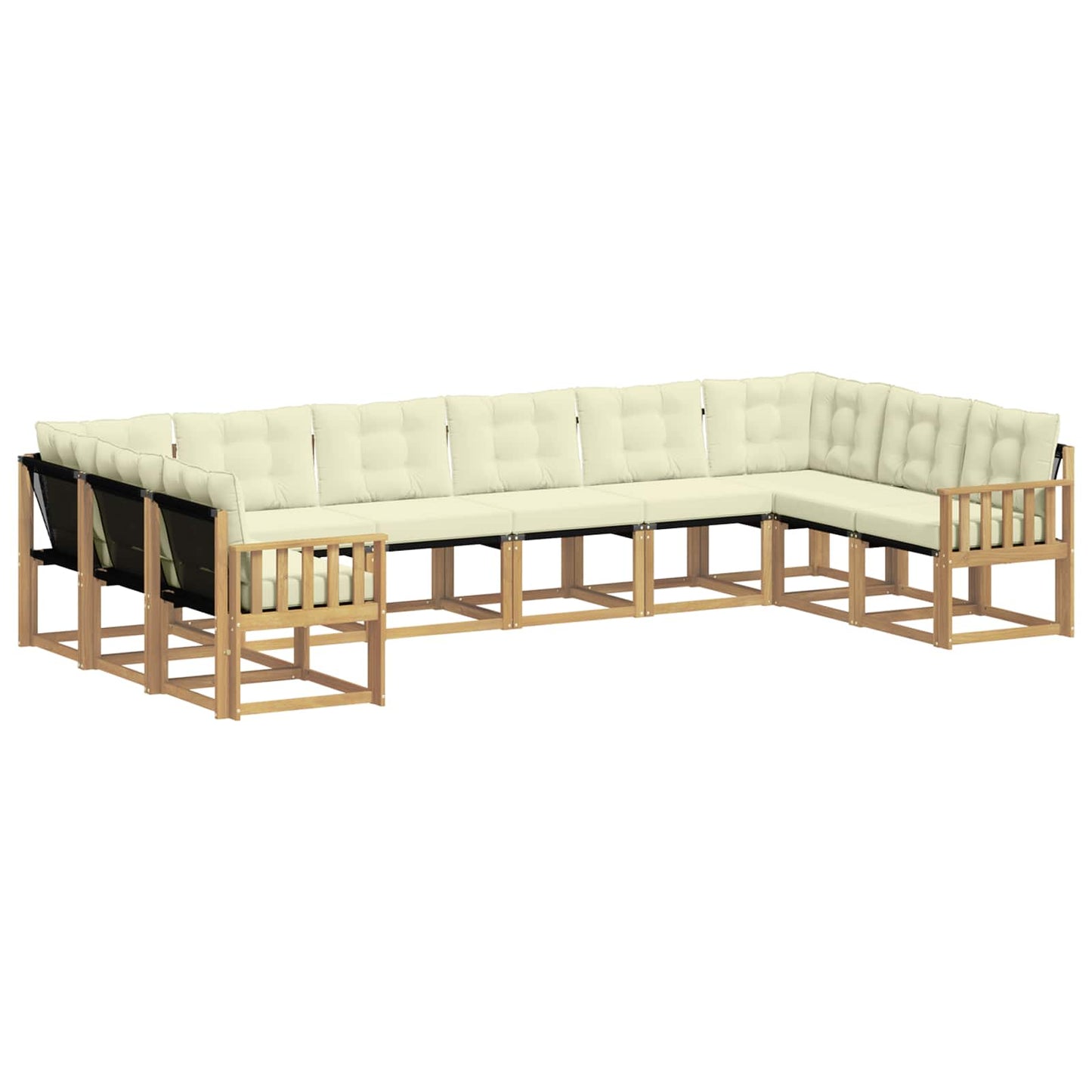 vidaXL Σειρά Καναπέ Εξωτερικού με μαξιλάρι 10 pcs Λευκό και Κρεμ