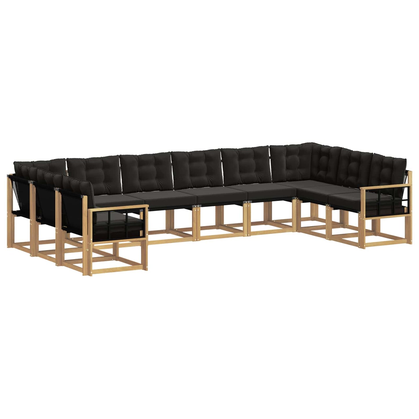 vidaXL Σειρά Καναπέ Εξωτερικού με μαξιλάρι 10 pcs Λευκό και Μαύρο