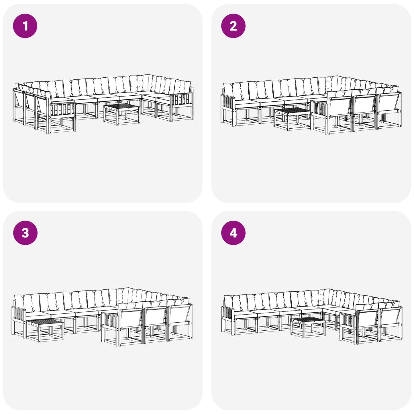 vidaXL Σειρά Καναπέ Εξωτερικού με μαξιλάρι 11 pcs Λευκό και Μπεζ