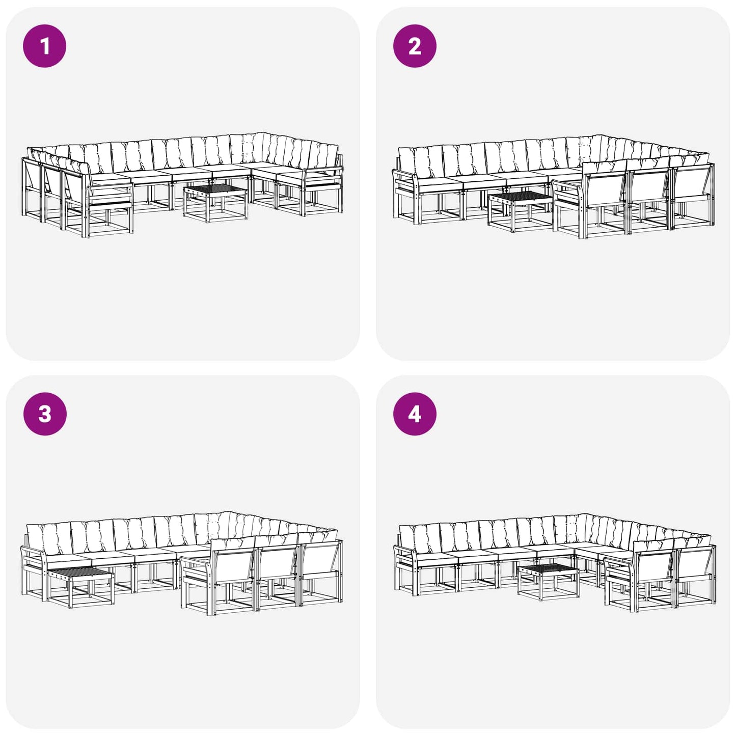 vidaXL Σειρά Καναπέ Εξωτερικού 11 pcs Λευκό και Ανοιχτό Γκρι
