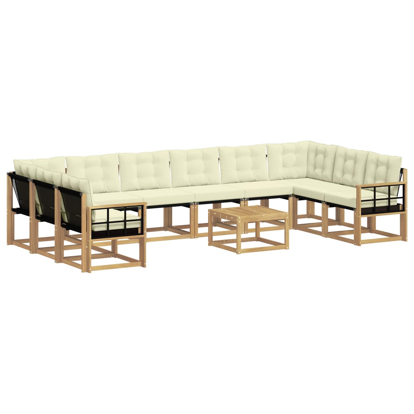 vidaXL Σειρά Καναπέ Εξωτερικού με μαξιλάρι 11 pcs Λευκό και Κρεμ