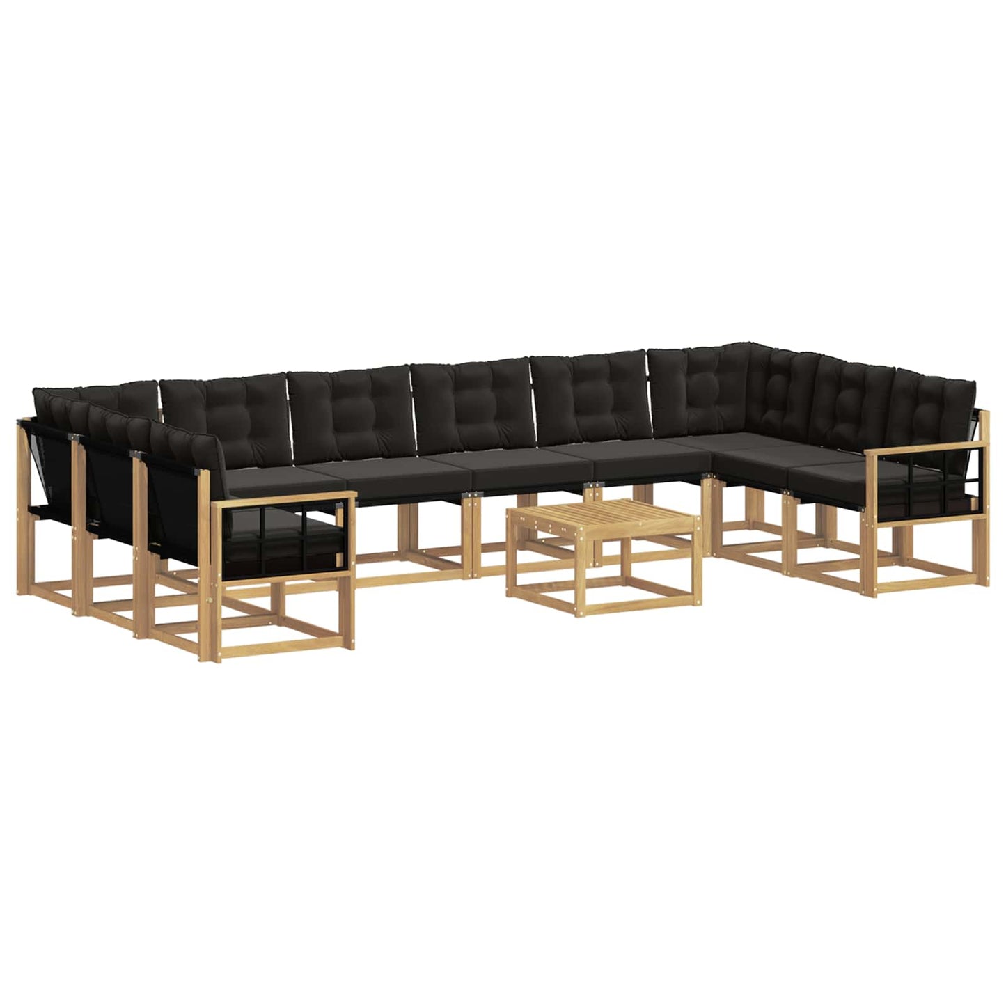 vidaXL Σειρά Καναπέ Εξωτερικού με μαξιλάρι 11 pcs Λευκό και Μαύρο