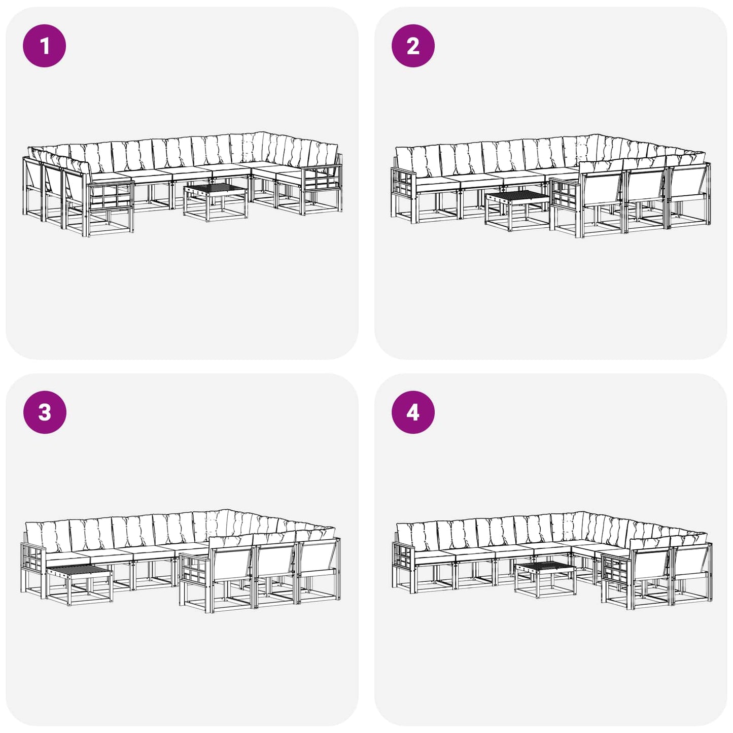 vidaXL Σειρά Καναπέ Εξωτερικού με μαξιλάρι 11 pcs Λευκό και Μαύρο