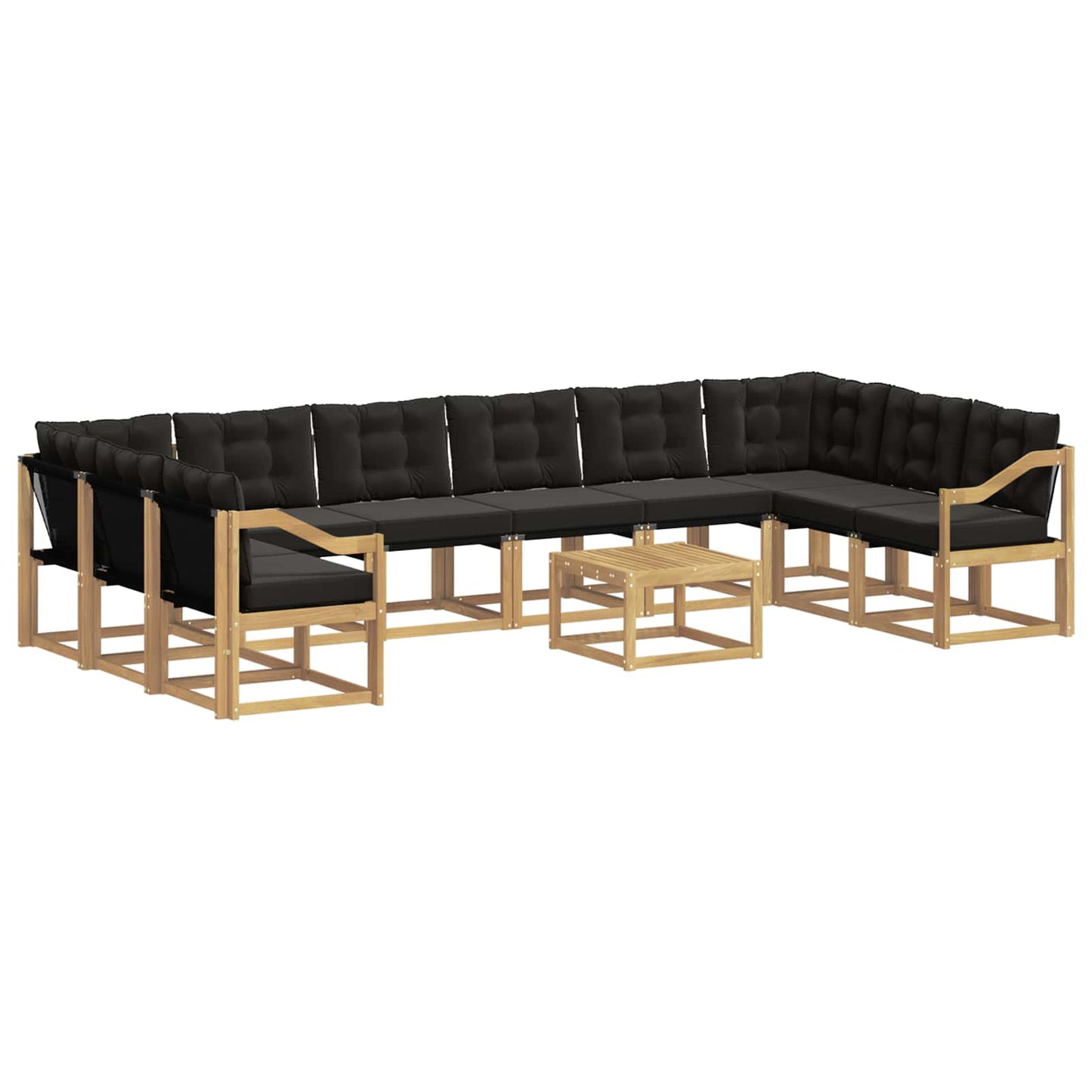 vidaXL Σειρά Καναπέ Εξωτερικού με μαξιλάρι 11 pcs Λευκό και Μαύρο